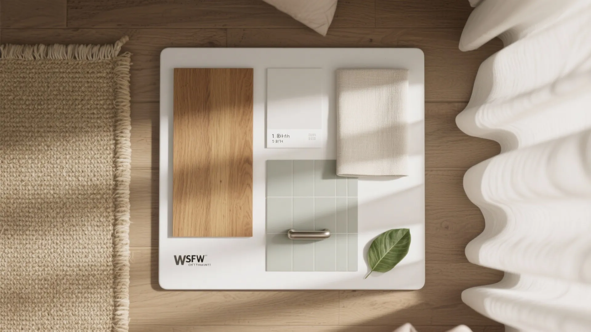 Warm wood elements with a light palette