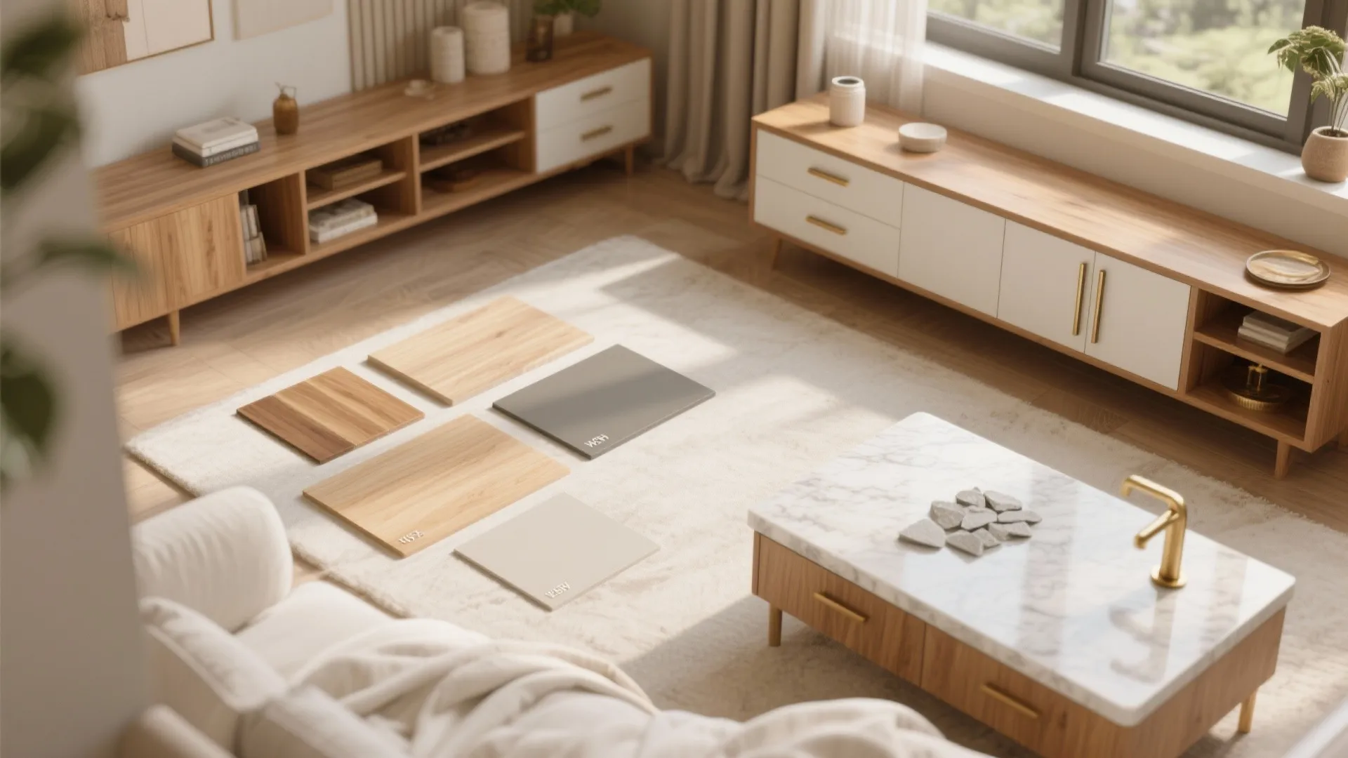 Warm Wood with Light Neutrals for Calm