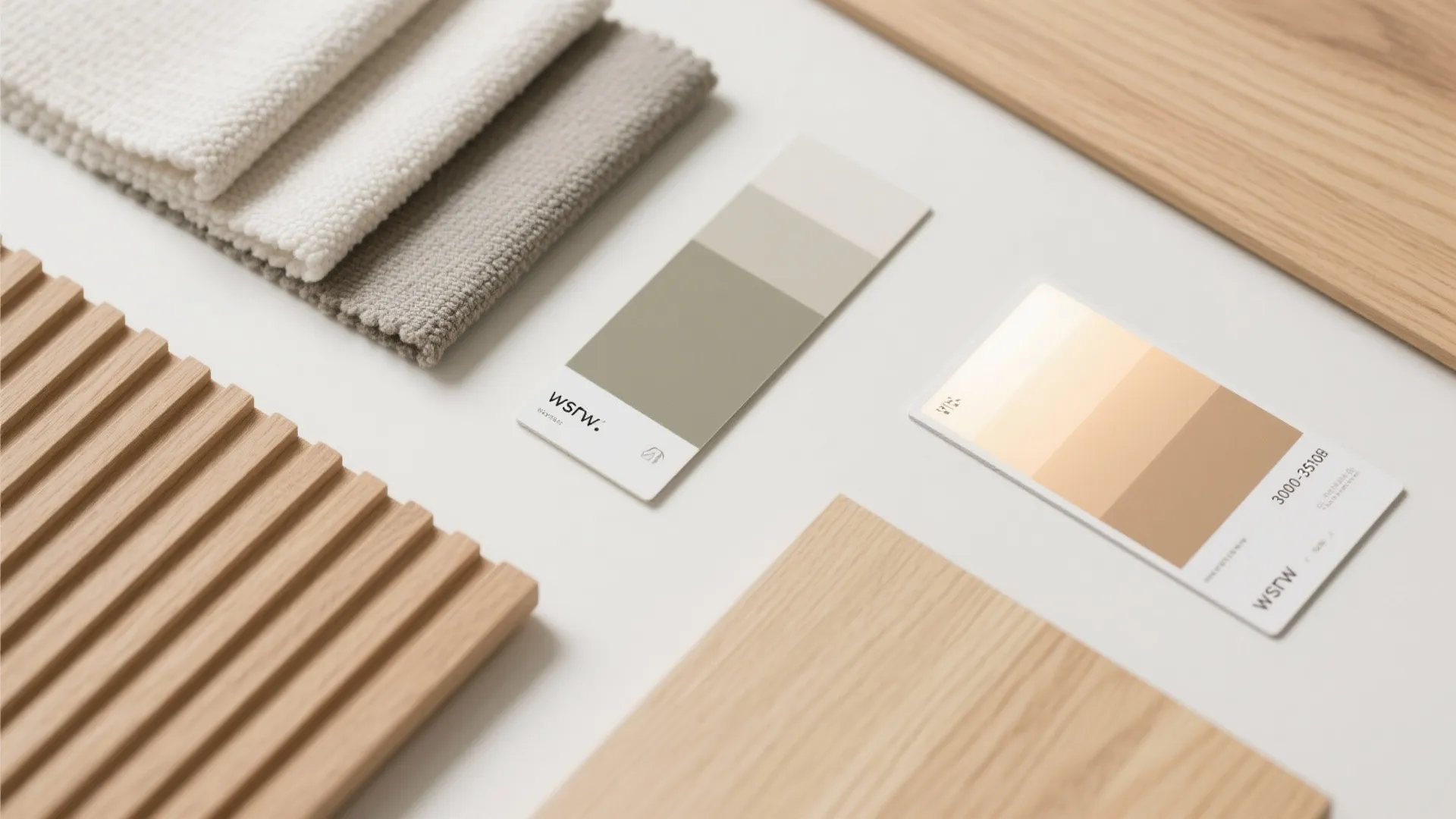 4) Warm wood textures with neutral, clutter-calming tones