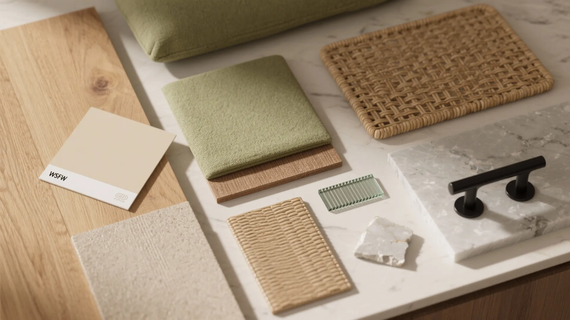 Warm wood tones and textured neutrals for comfort