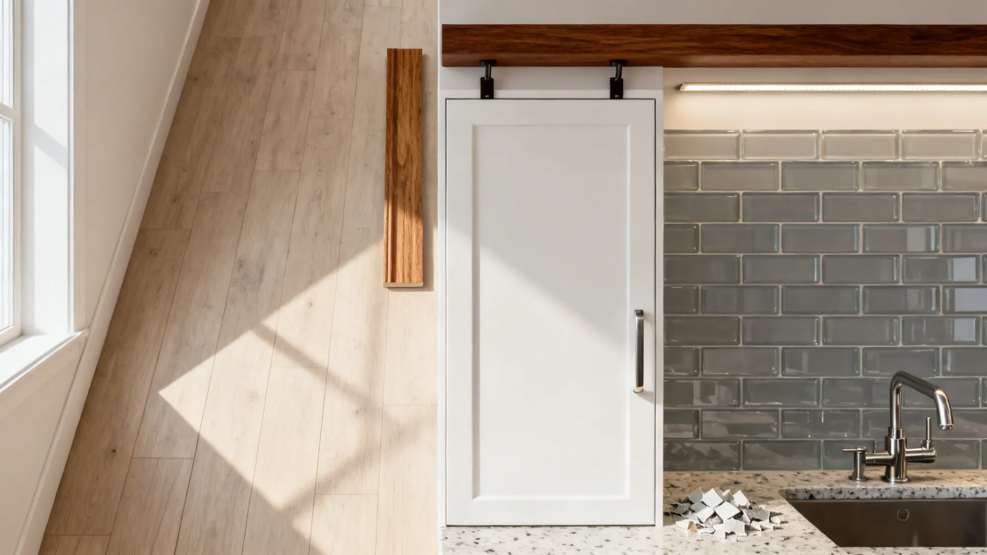 4) Wood accents for warm, narrow rooms