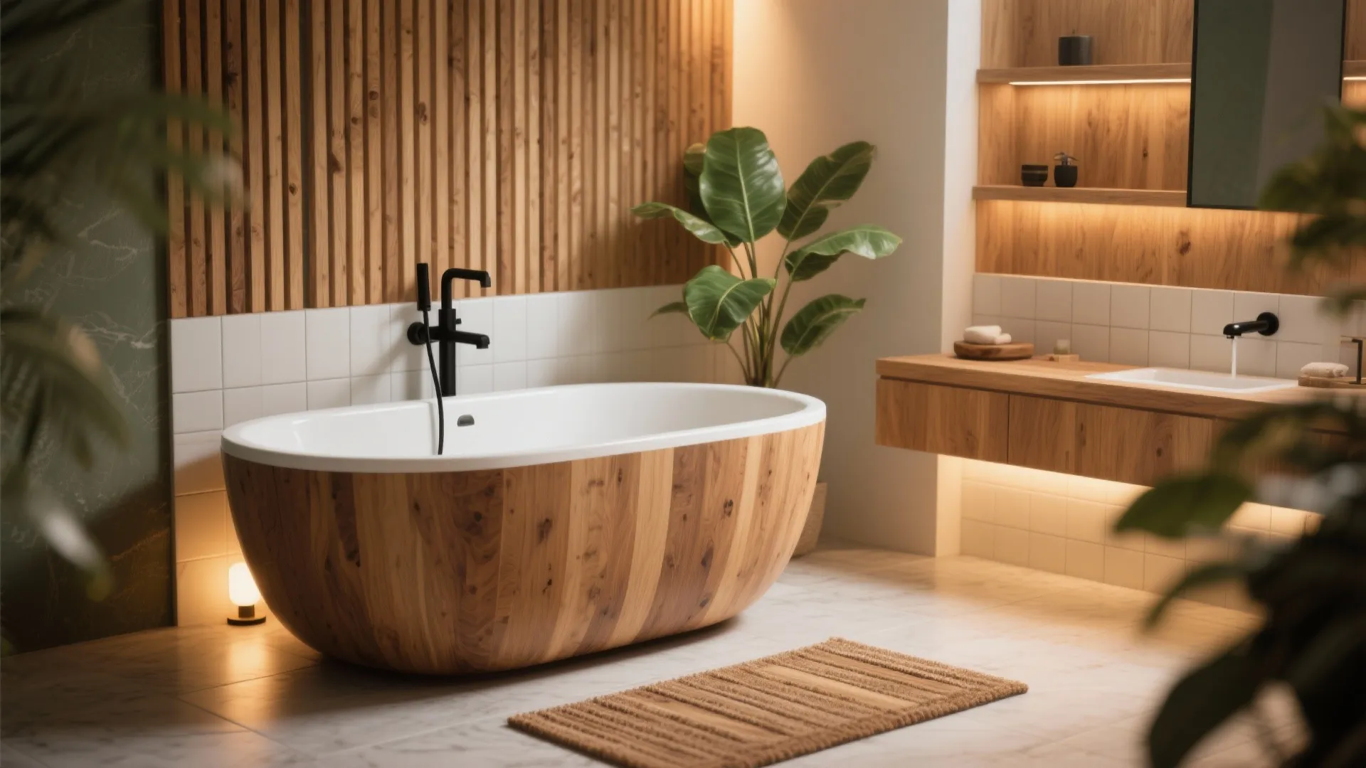 Natural Materials, Warm Wood, and Gentle Glow