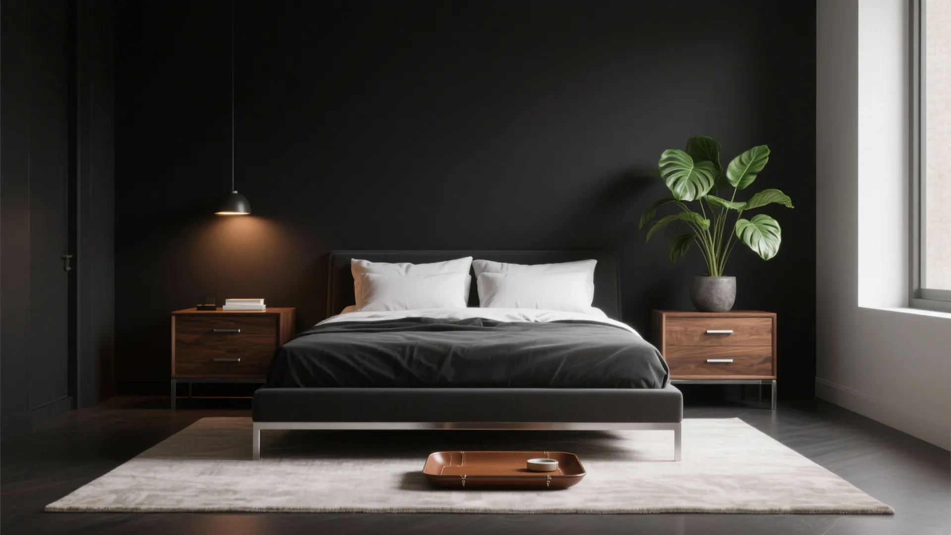 Idea 5: Warm it up—wood, warm light, and a hint of green