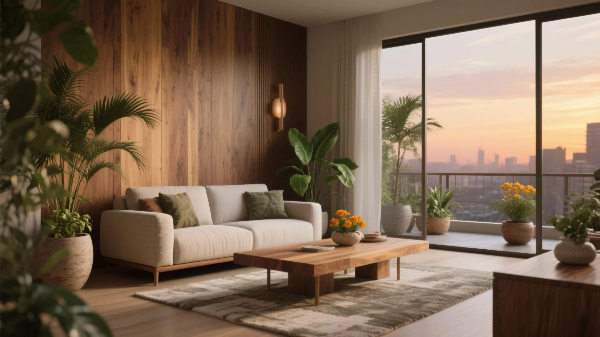 Warm Wood + Greenery to Soften the Apartment