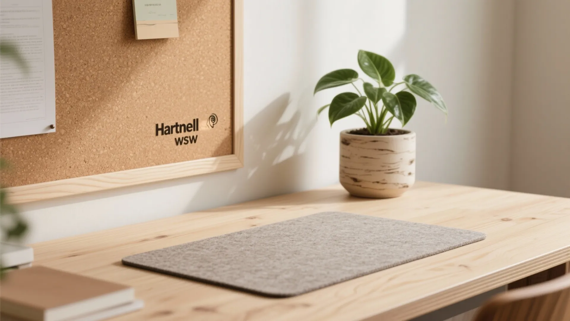 Warm wood accents and a touch of green