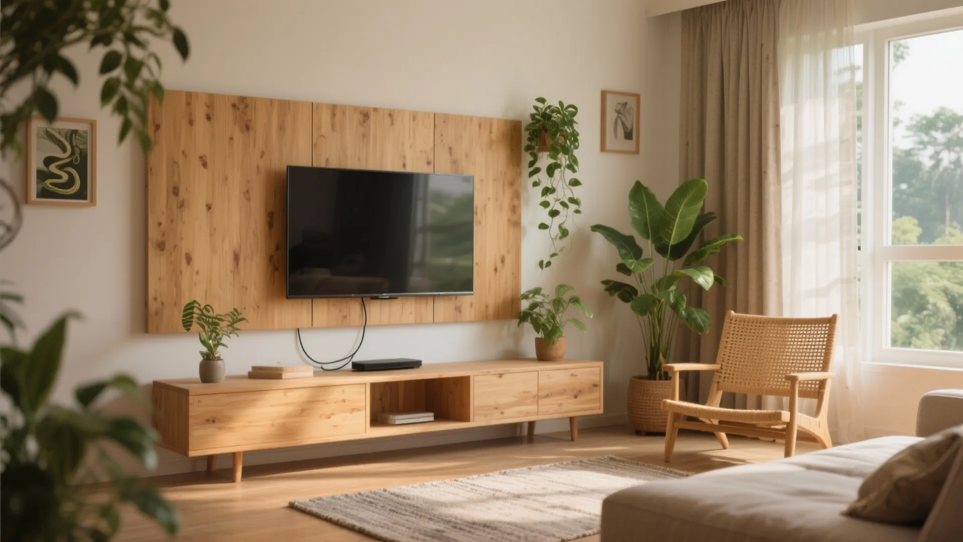 Warm wood accents and biophilic touches