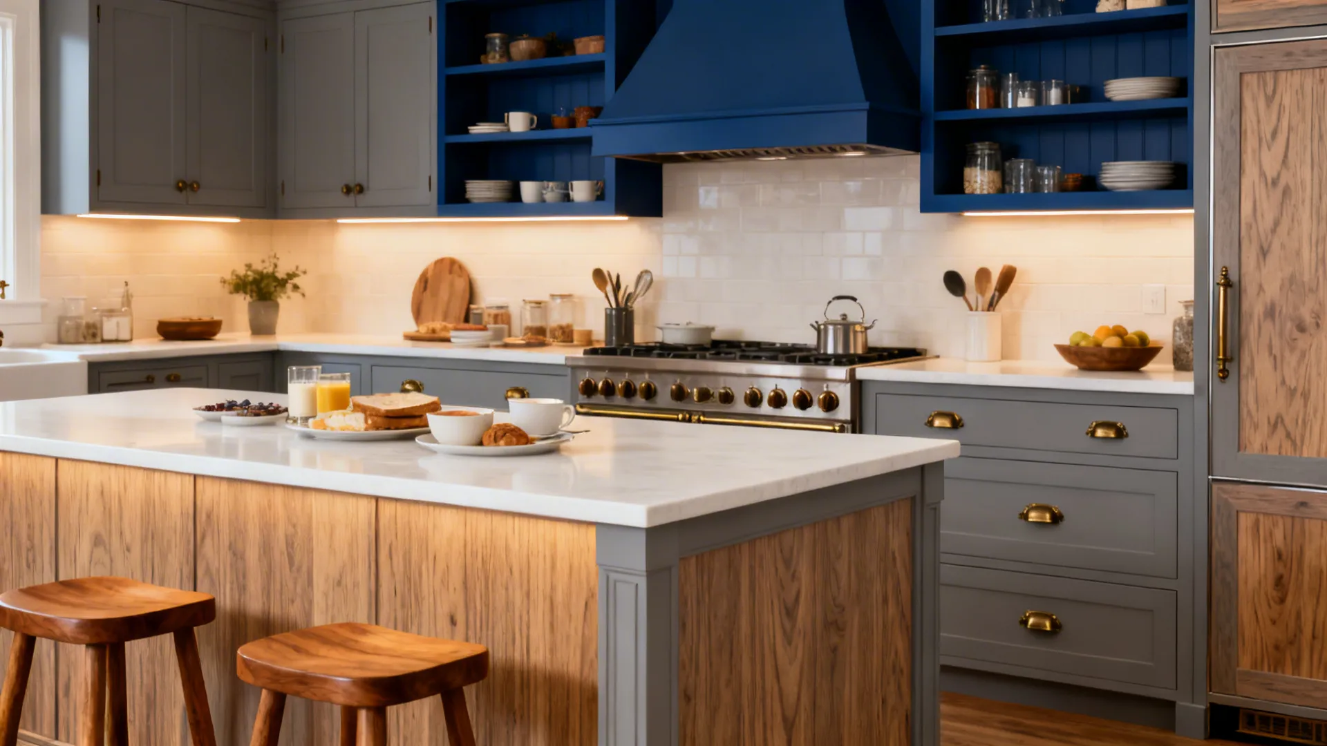 4) Warm Grey Woodgrains with Inky-Blue Highlights