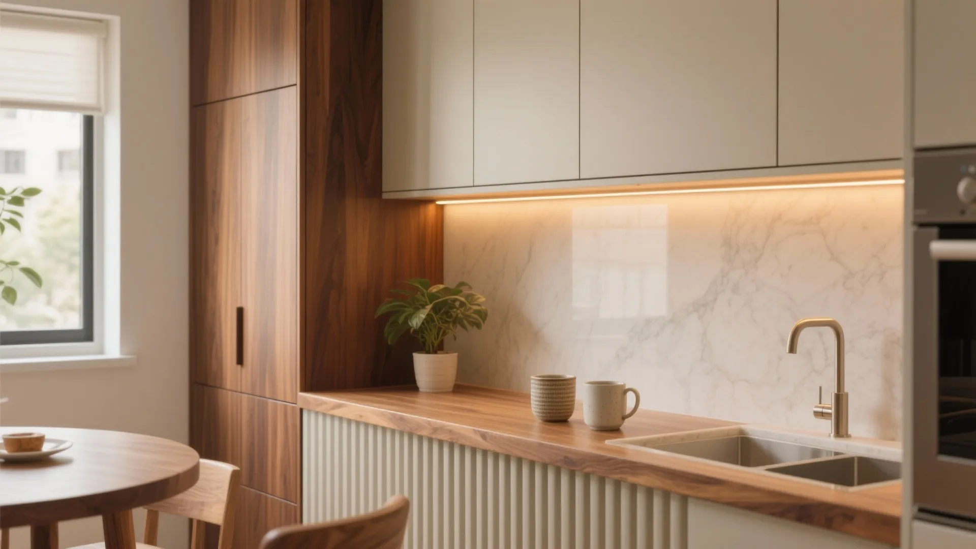 Warm wood elements for timeless comfort