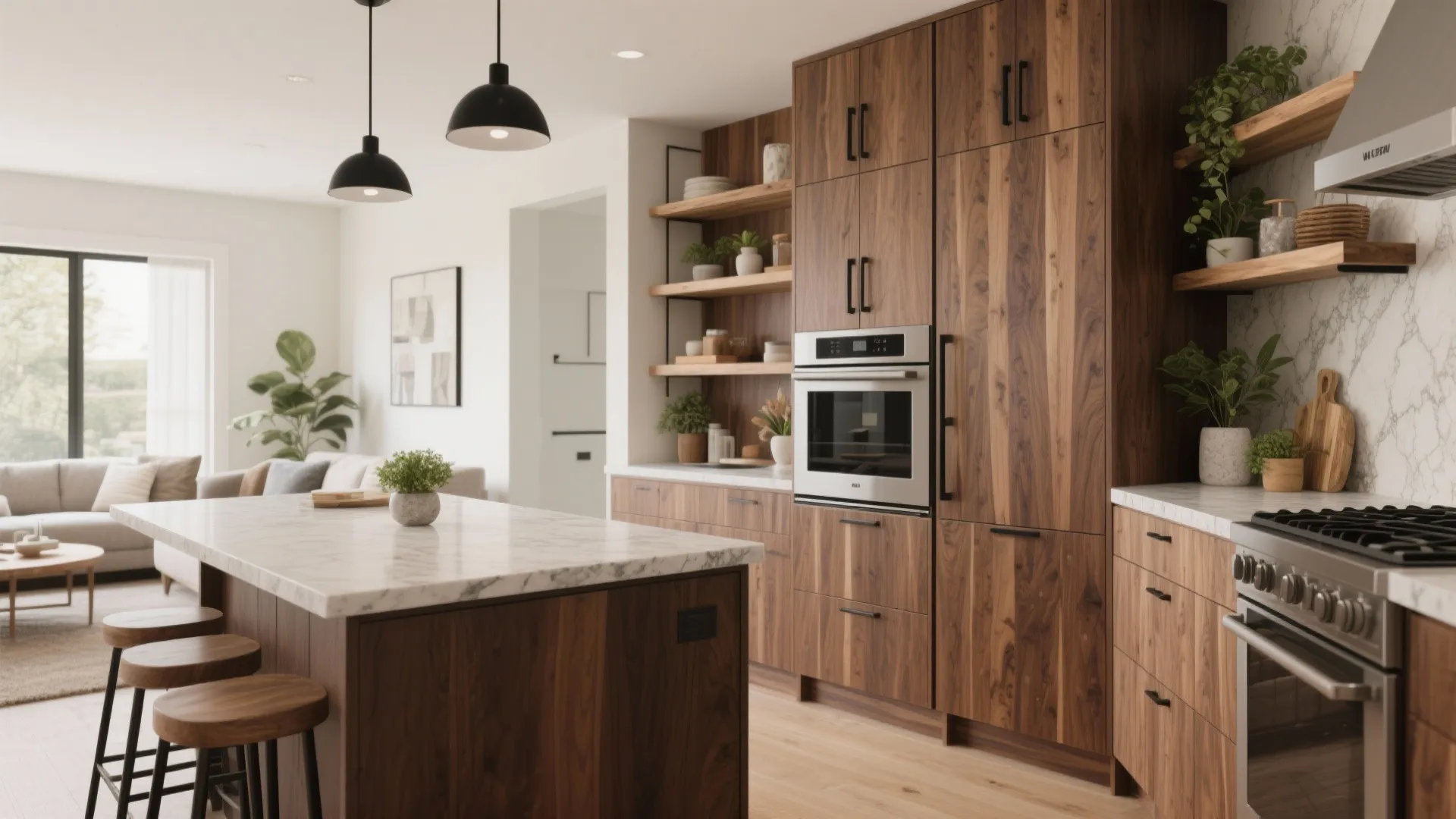 Warm wood accents for an inviting family hub