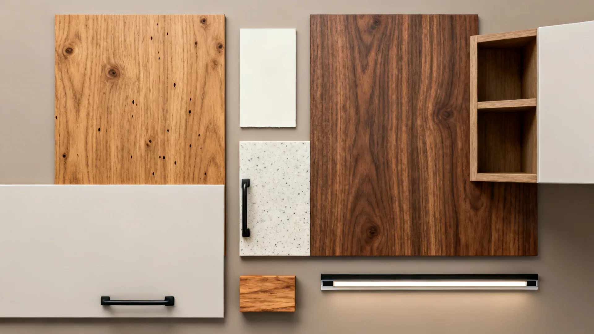 Warm wood accents with durable laminates