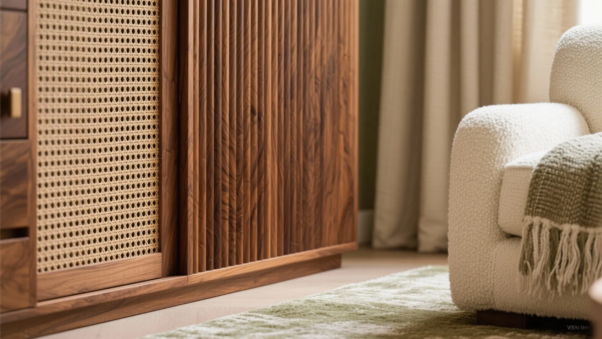 Warm wood and tactile layers (without making it heavy)