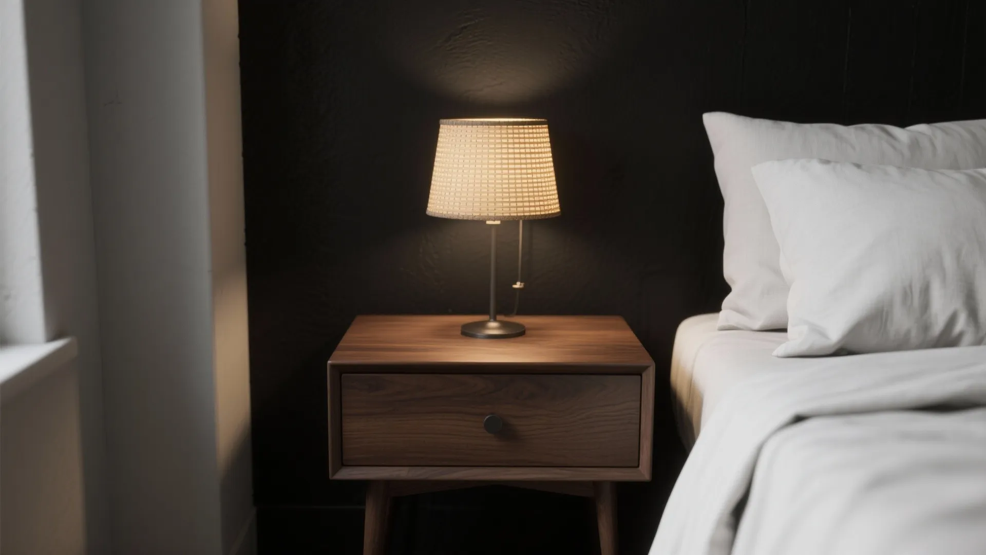 Warm it up with lighting and a whisper of wood