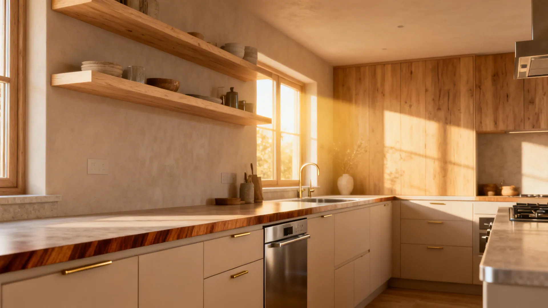 Warm Wood Accents in a Light Palette