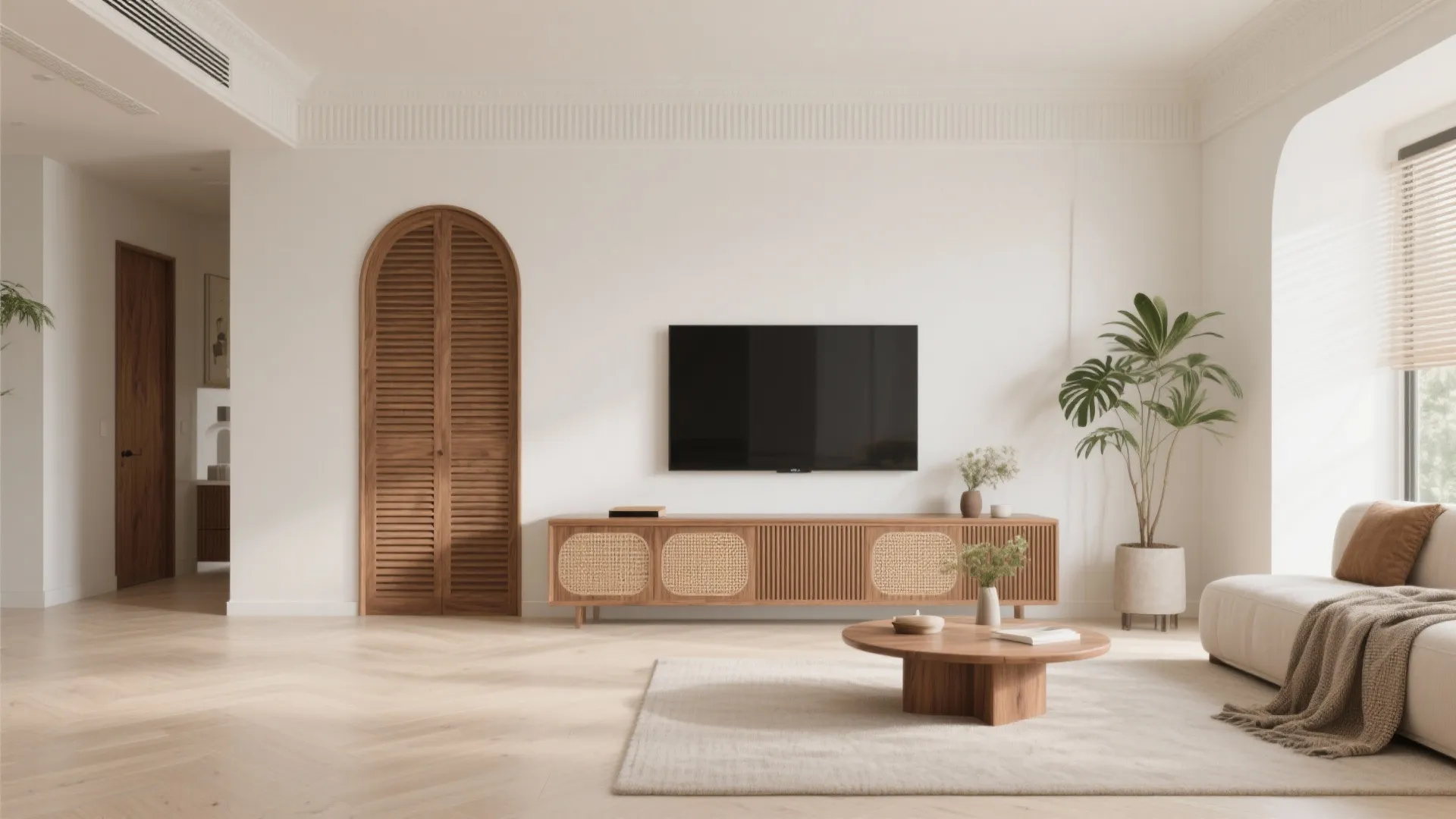 Warm Wood Accents with Light Shell