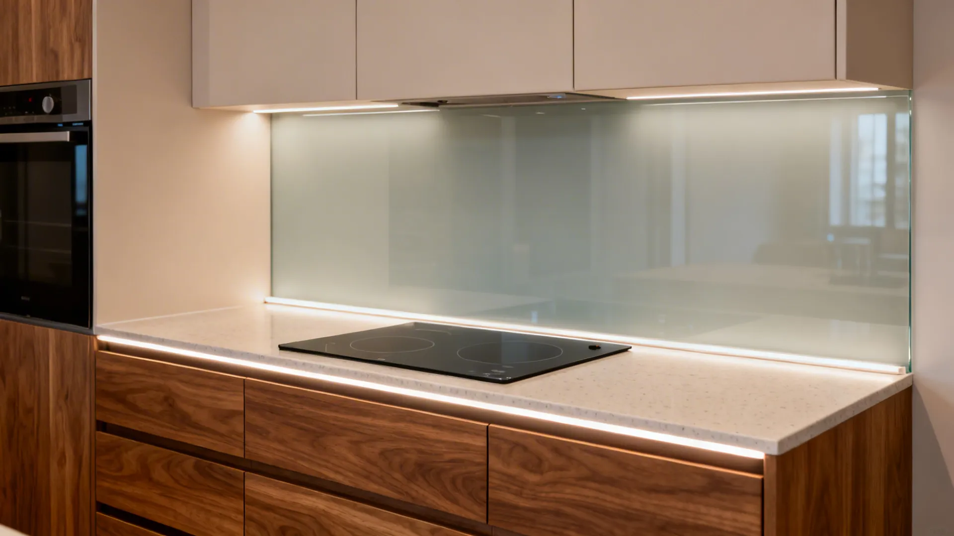 Warm Wood Accents with Integrated Lighting