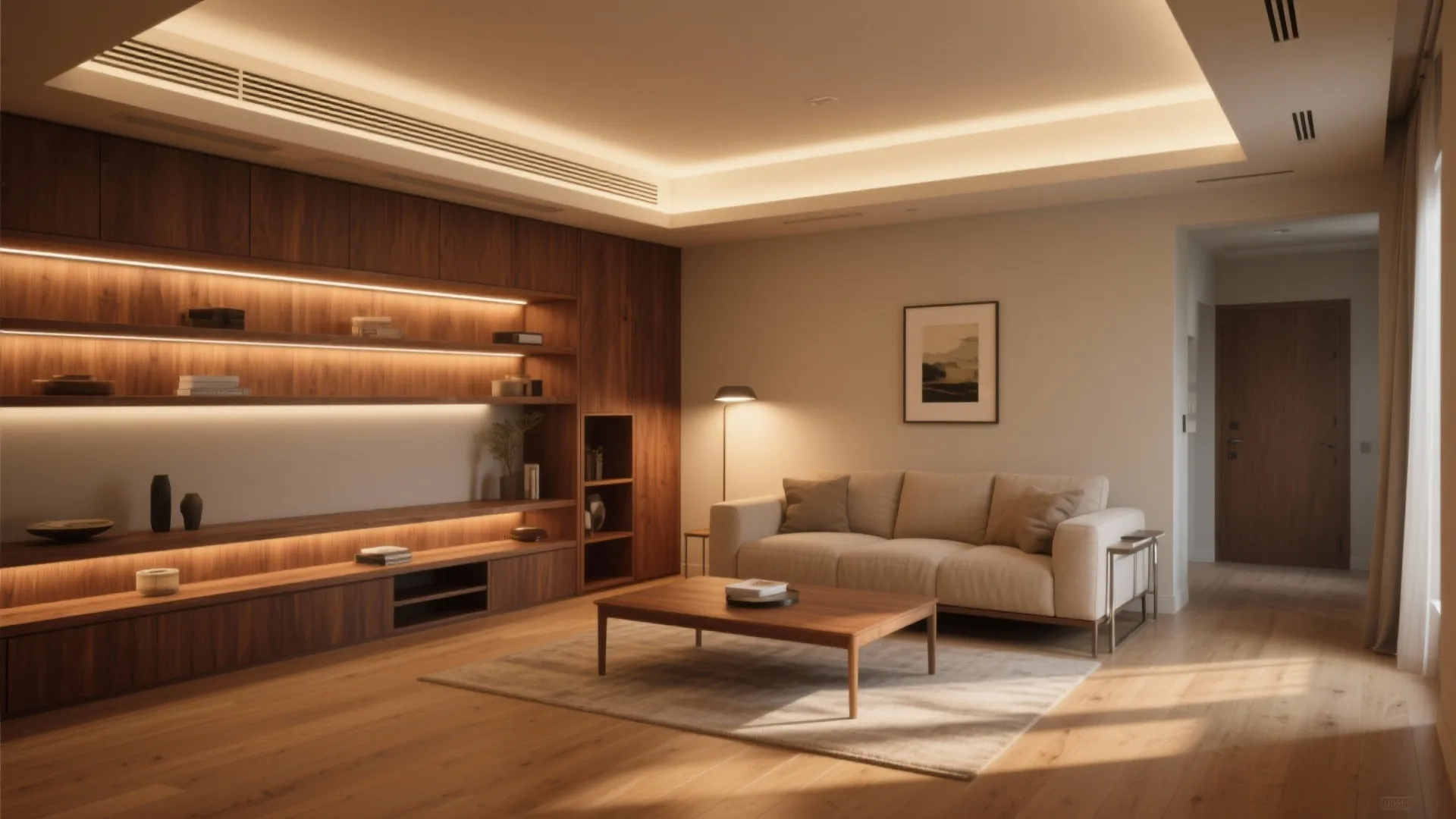 Warm Wood + Layered Lighting to Add Depth