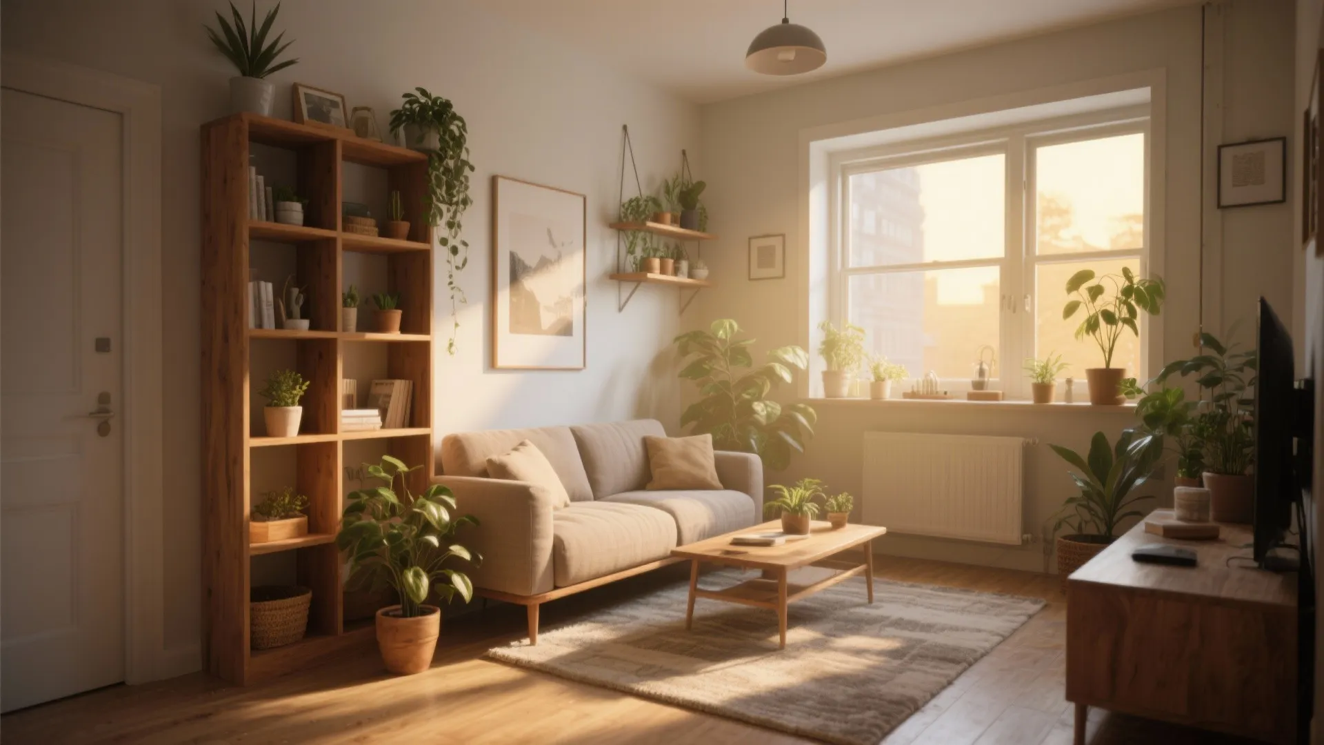 Warm Wood Accents in Living Area
