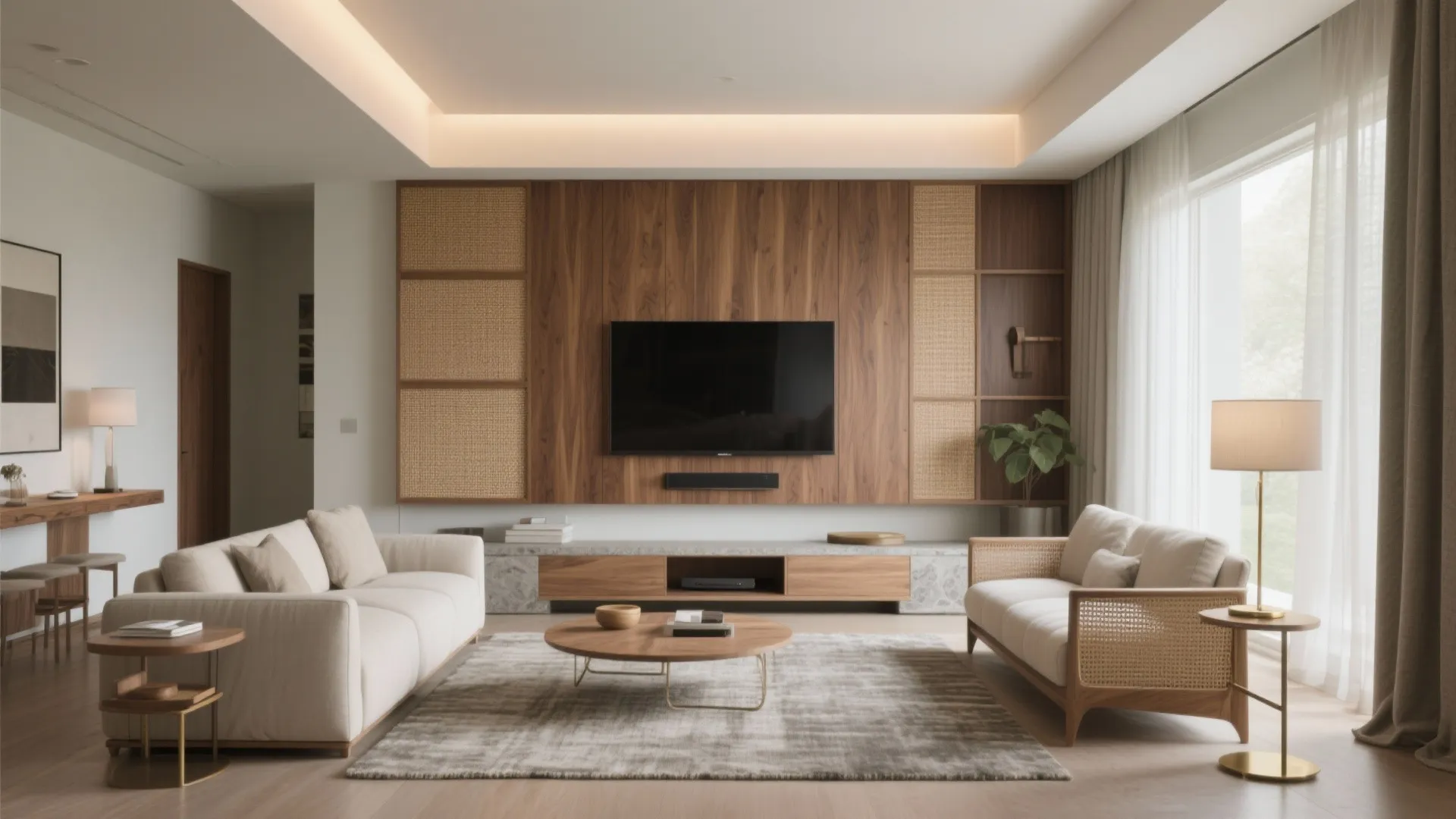 Warm wood elements that soften tech-heavy lifestyles