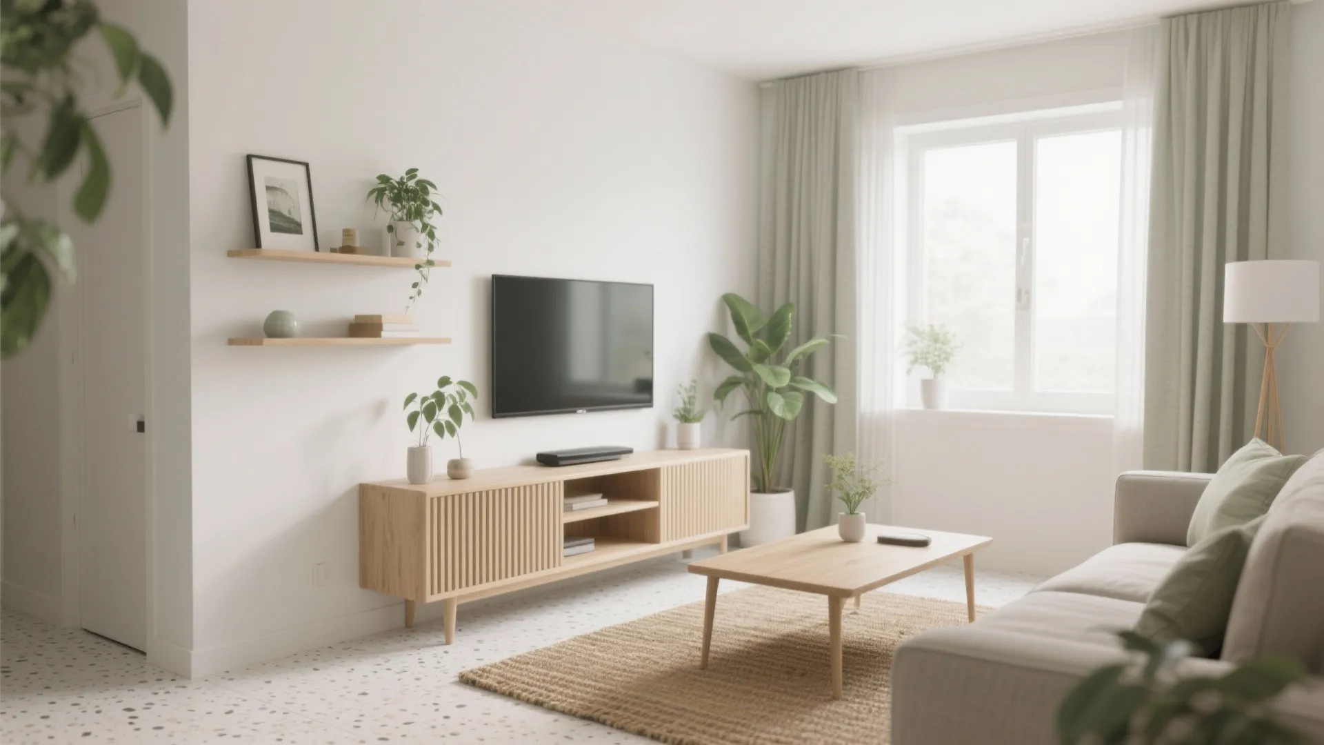 Warm wood elements in living-dining zones