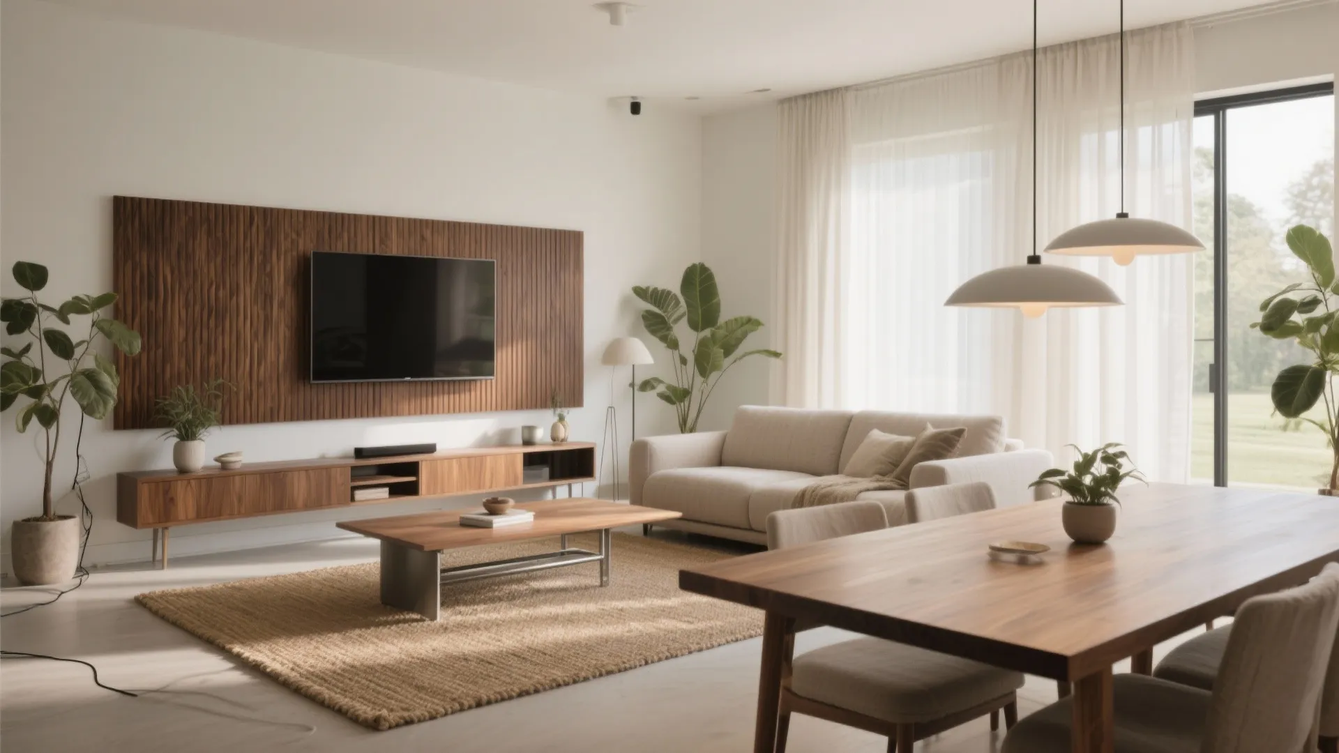 Warm Wood Elements for a Calmer Living-Dining