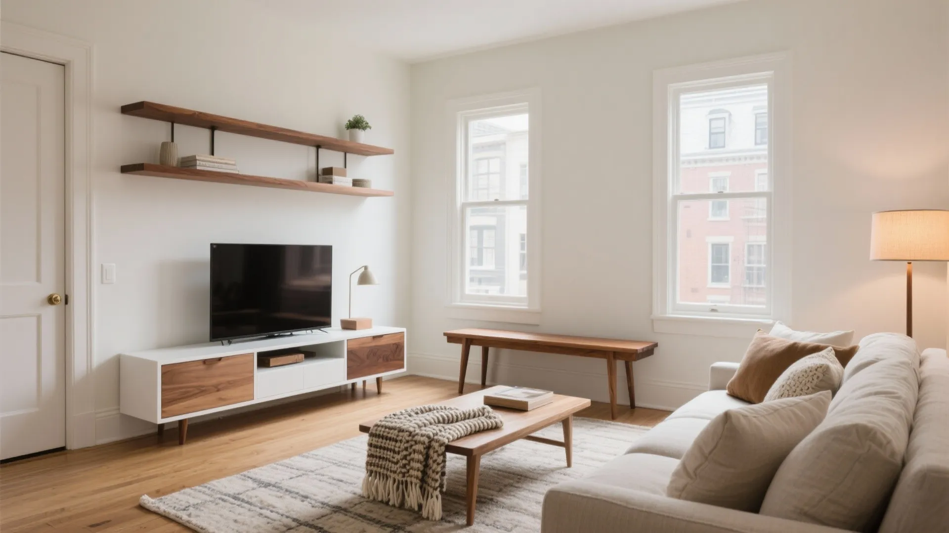 Warm wood accents for a cozy New England vibe