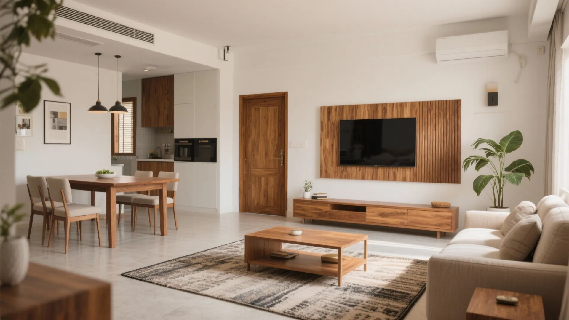 Warm wood elements for balance