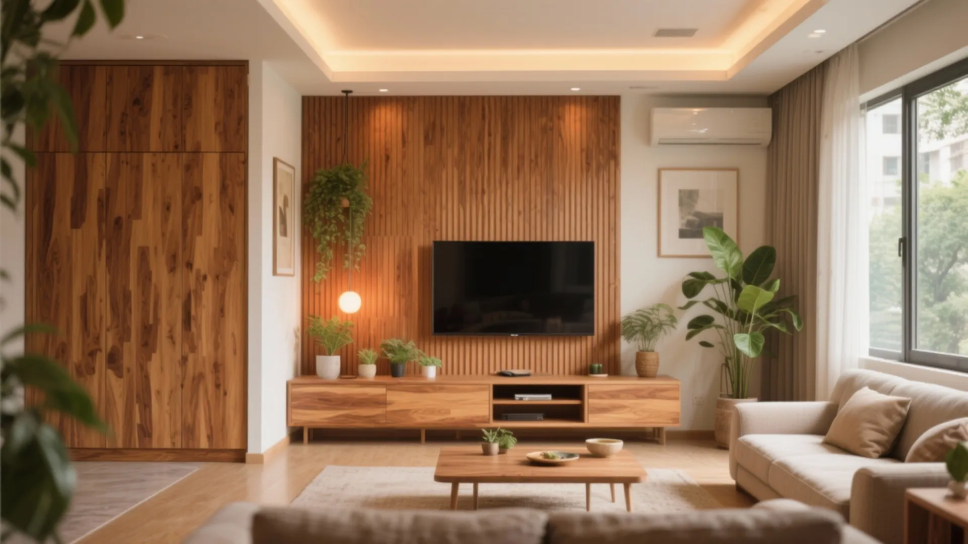 Warm Wood Elements to Soften Concrete Frames
