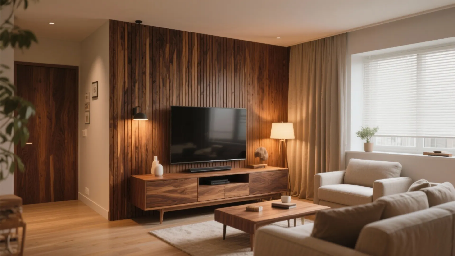 Warm Wooden Elements in the Living Room