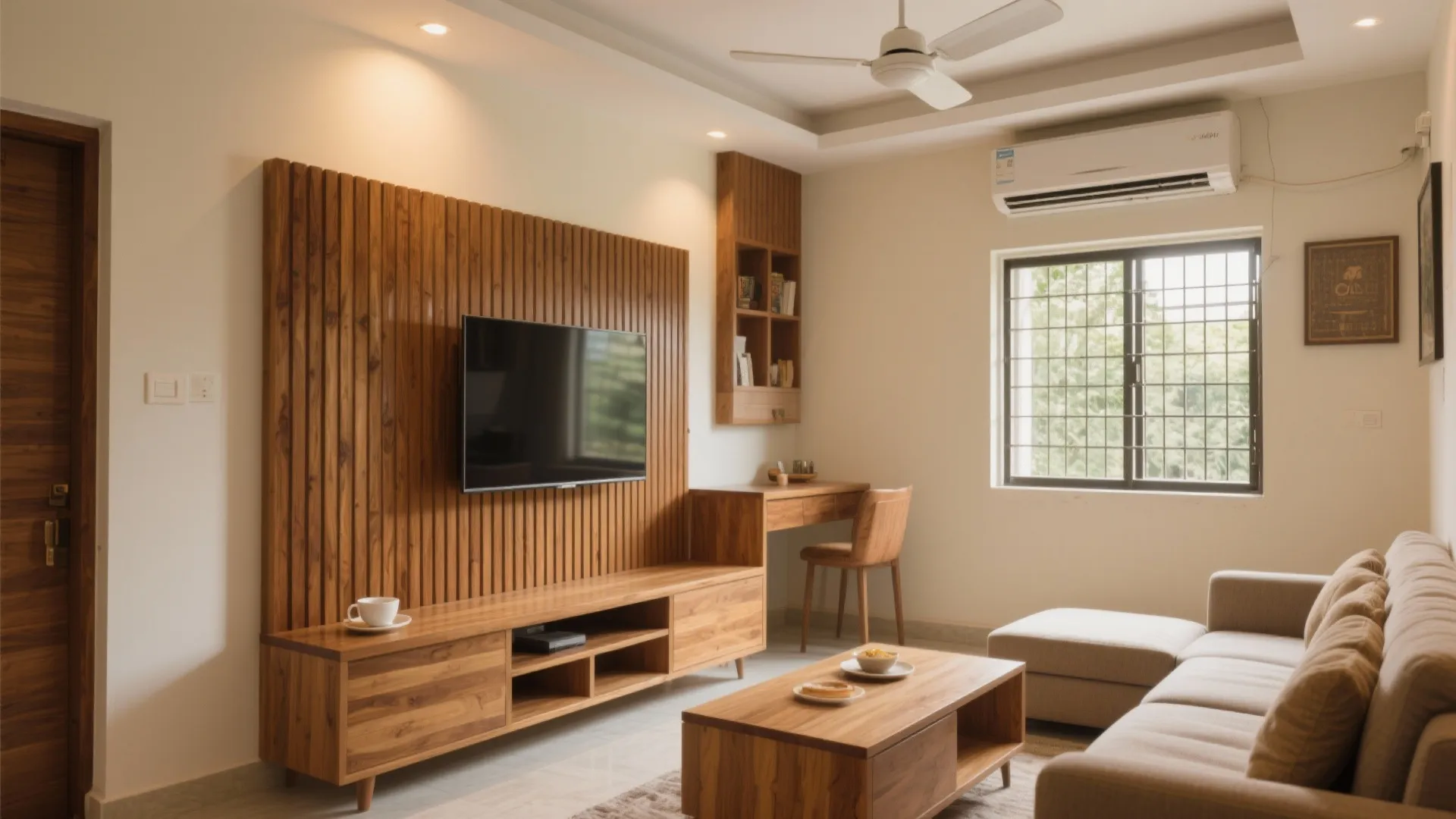 Warm wood elements to balance Kolkata’s light and mood