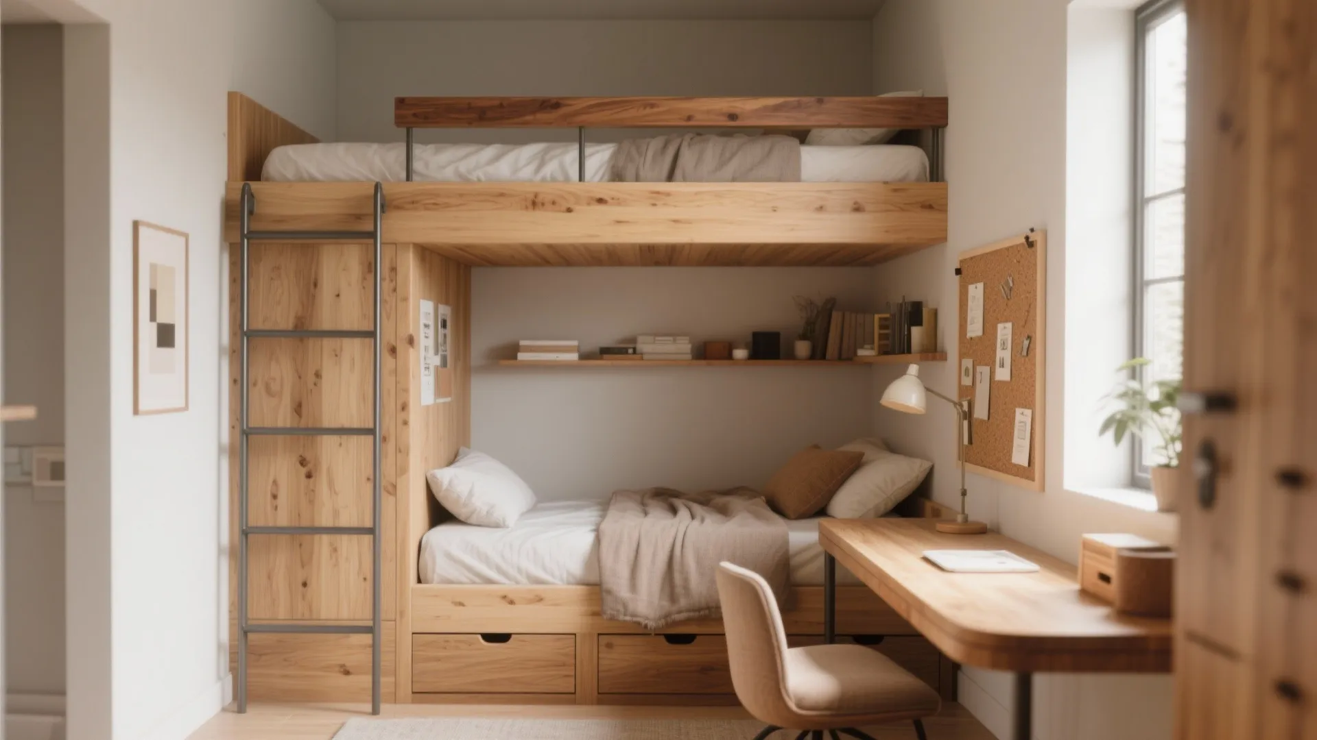 4) Warm Wood Accents and Acoustic Comfort