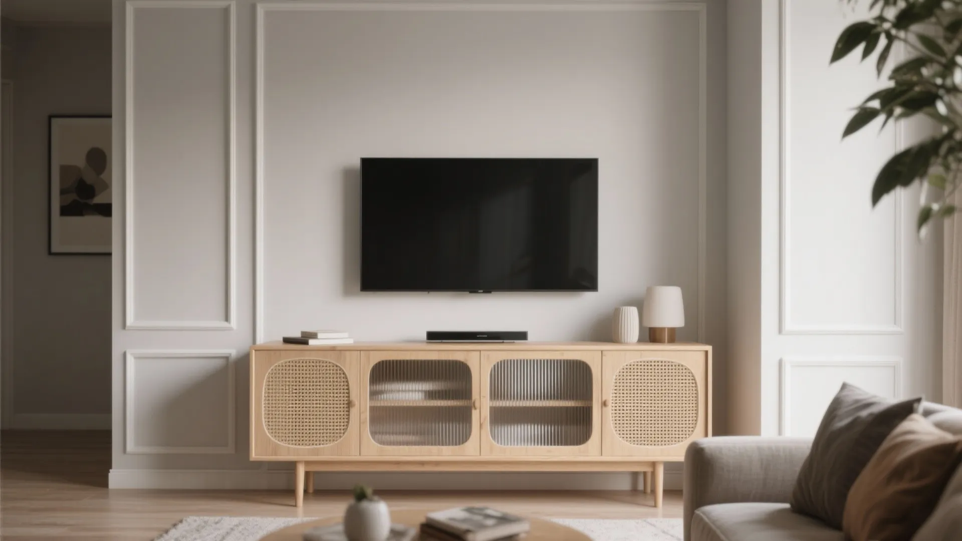 Warm Wood Accents on a Calm, Neutral Base