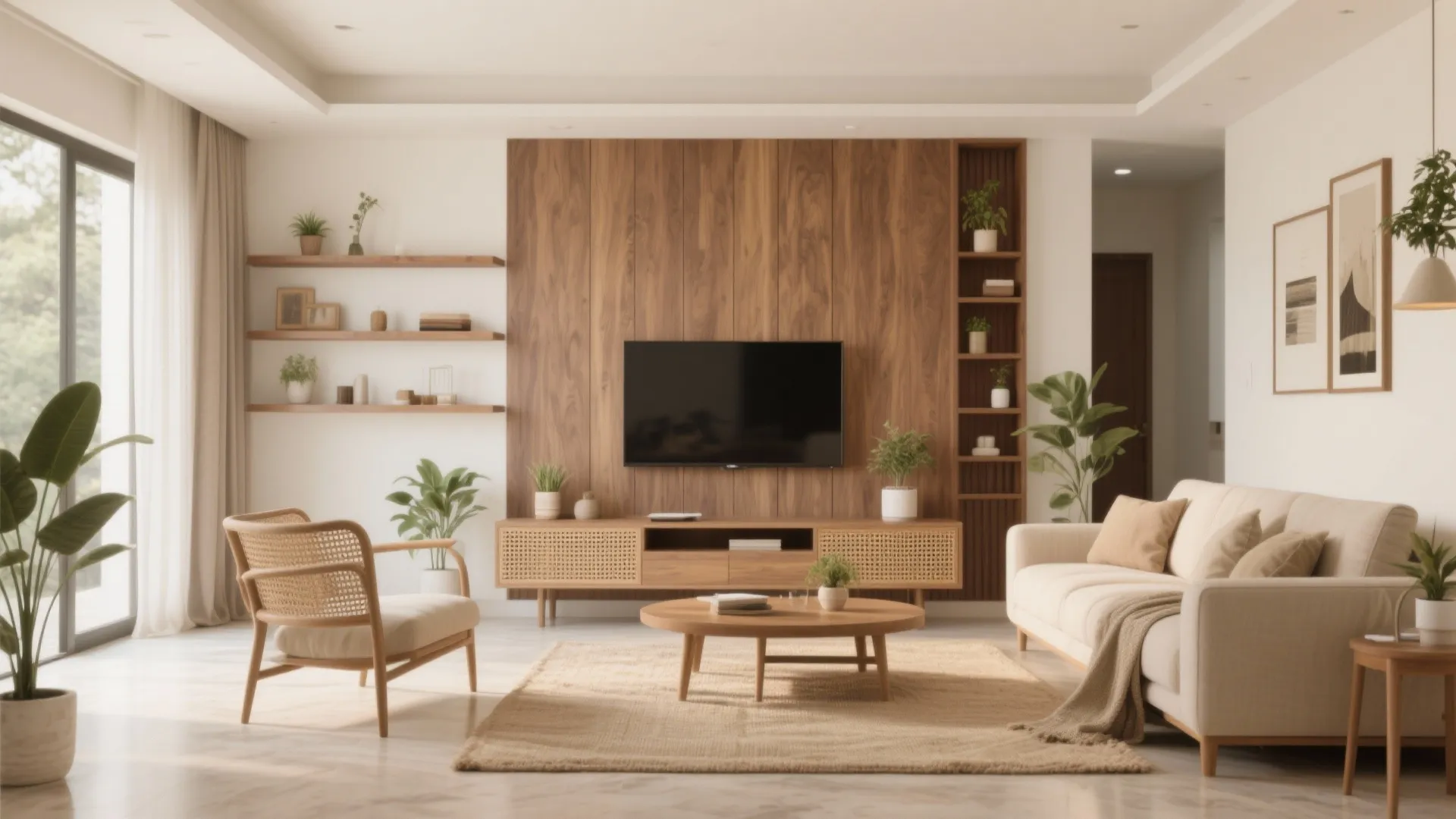 Wood accents for warmth without weight