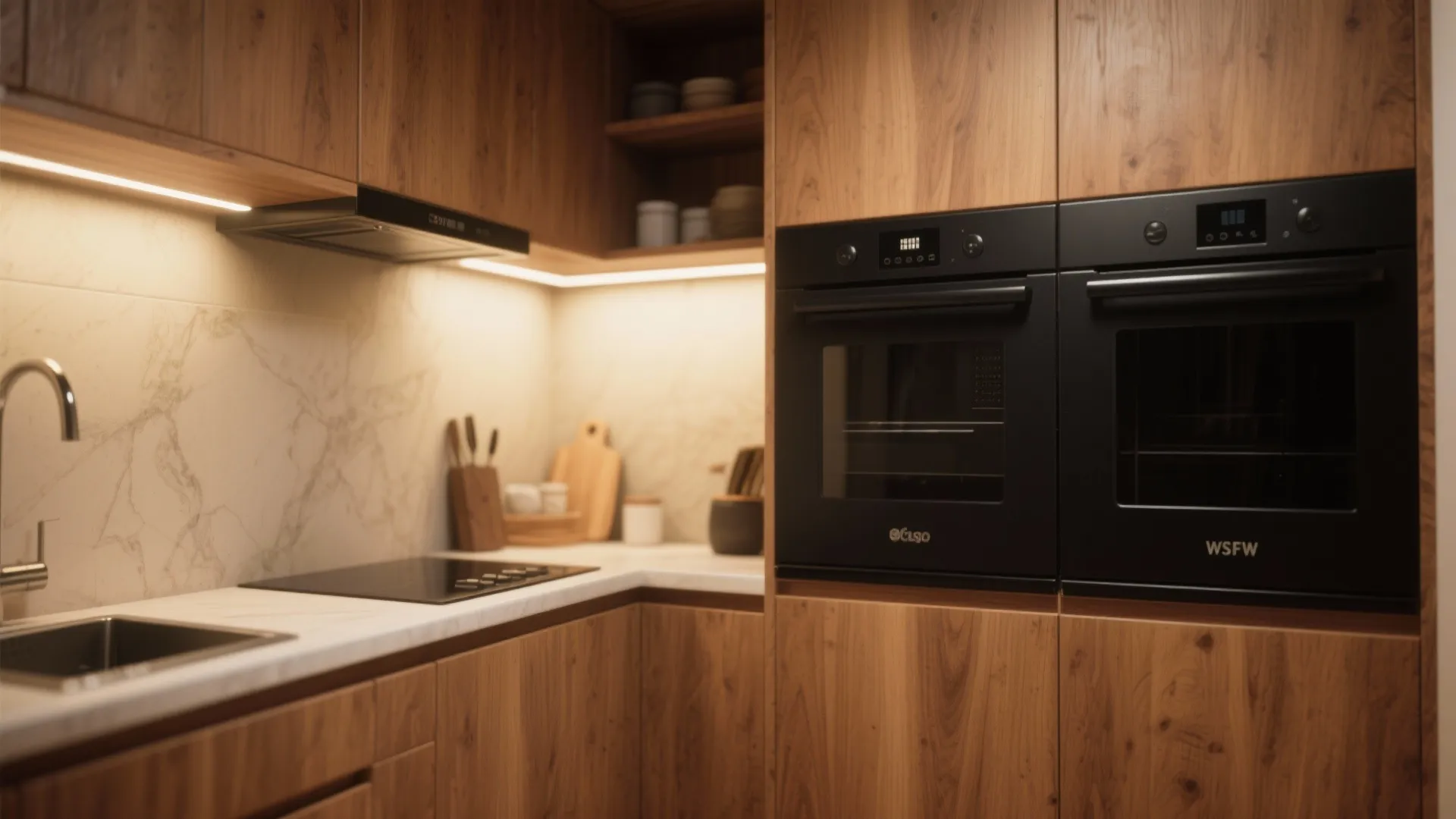 1. Warm wood + matte black: cozy contrast