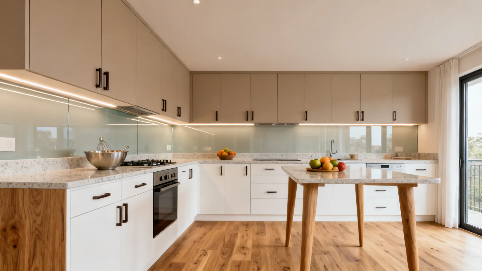 Warm woods and matte hardware for calm character