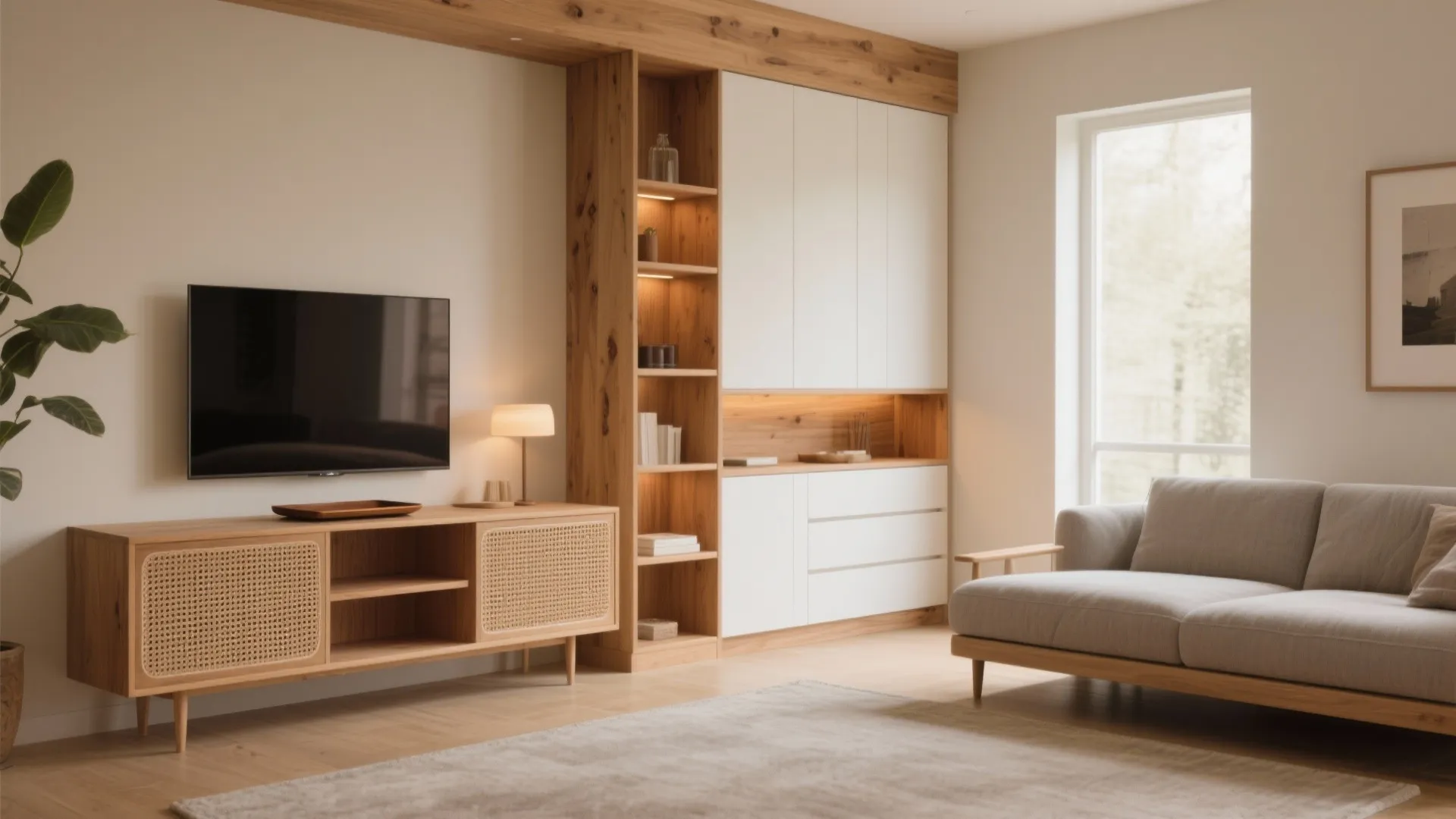 Warm wood accents that make a small home feel inviting