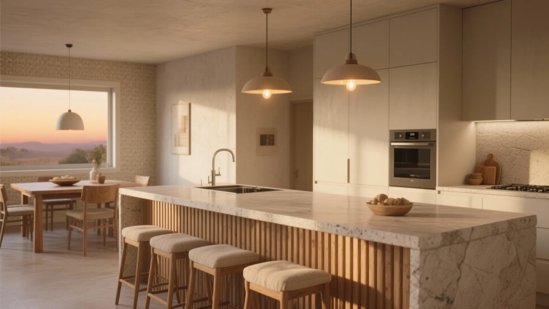 Warmth through wood and textured neutrals