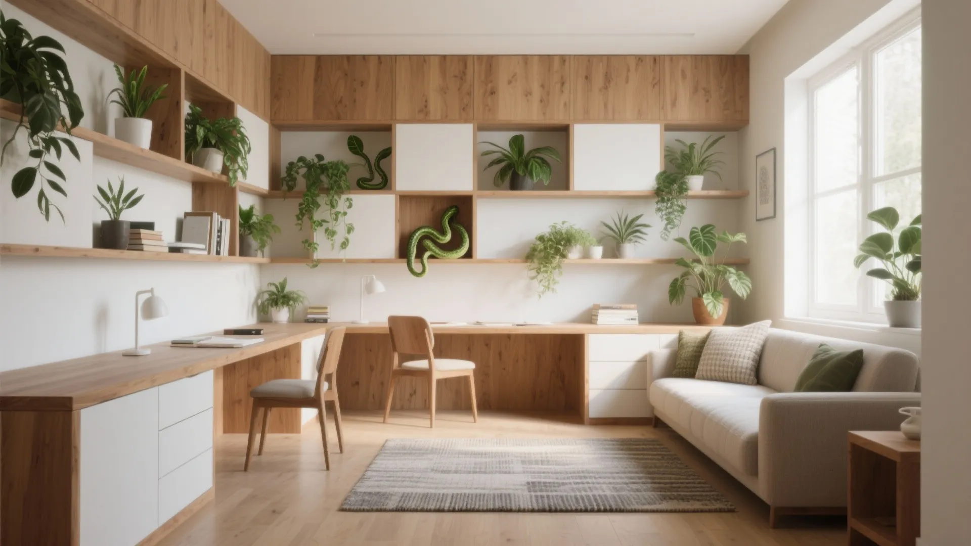 Warm wood and biophilic touches