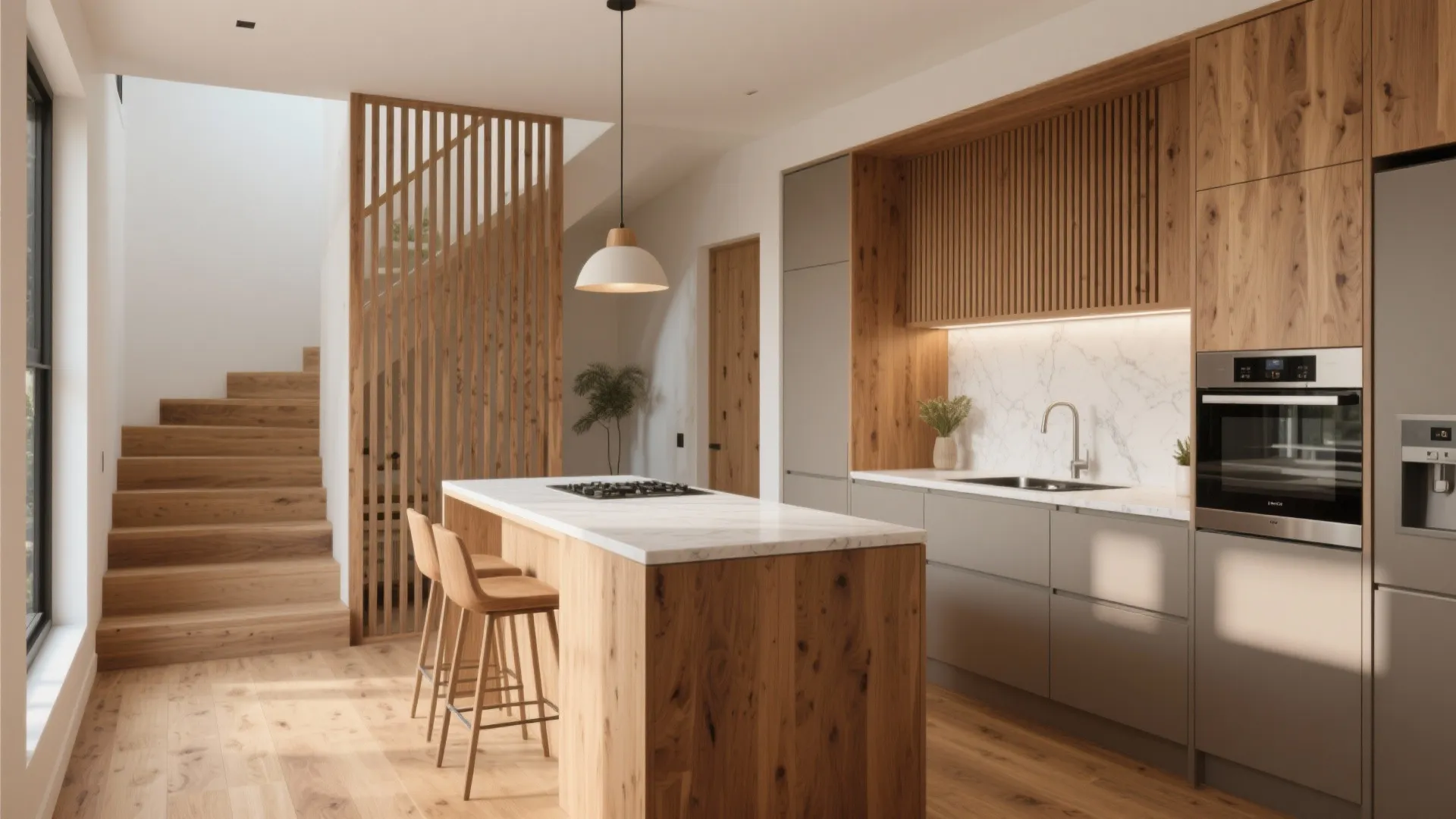 Warm Wood Accents with Durable Surfaces