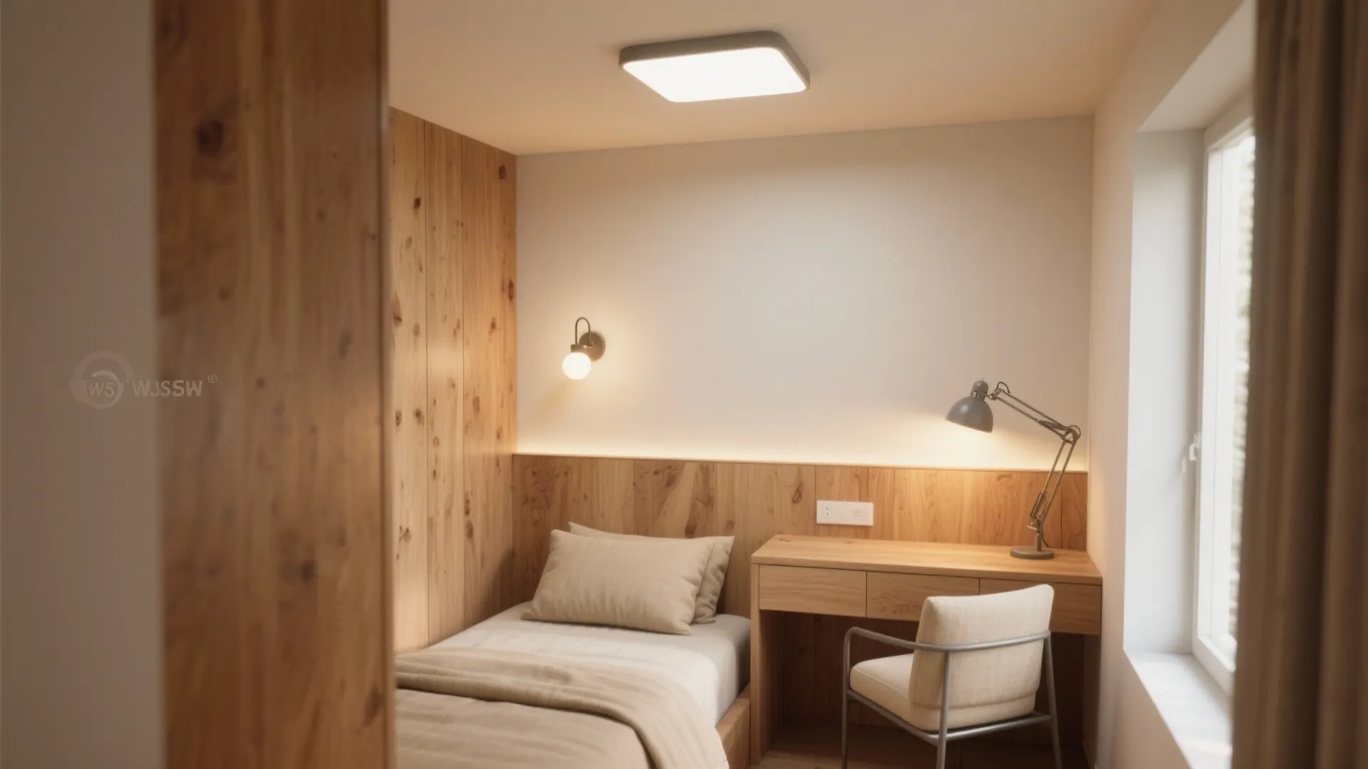 Warm Wood and Soft Neutrals with Layered Lighting