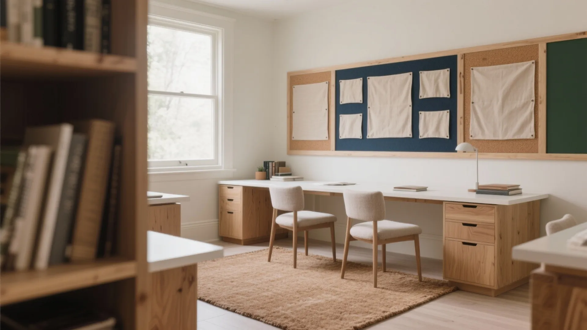 Warm wood and textiles for a calm, collegiate vibe