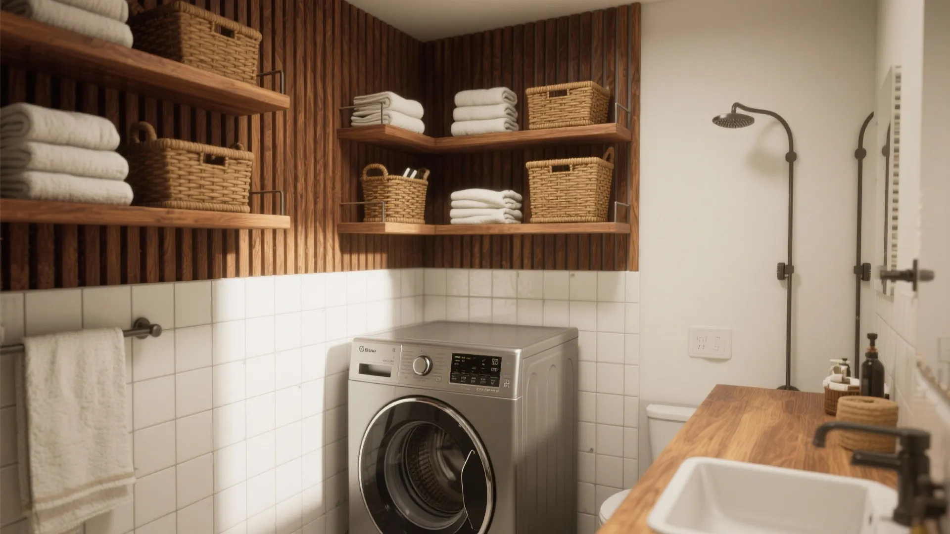 5. Warm Wood Accents and Open Shelving