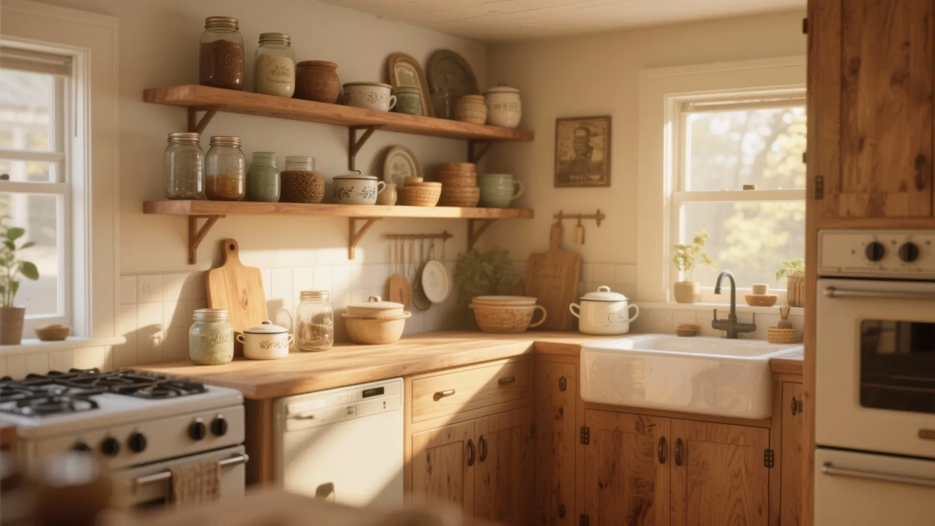 5. Warm Wood, Open Shelves, and Vintage Finds