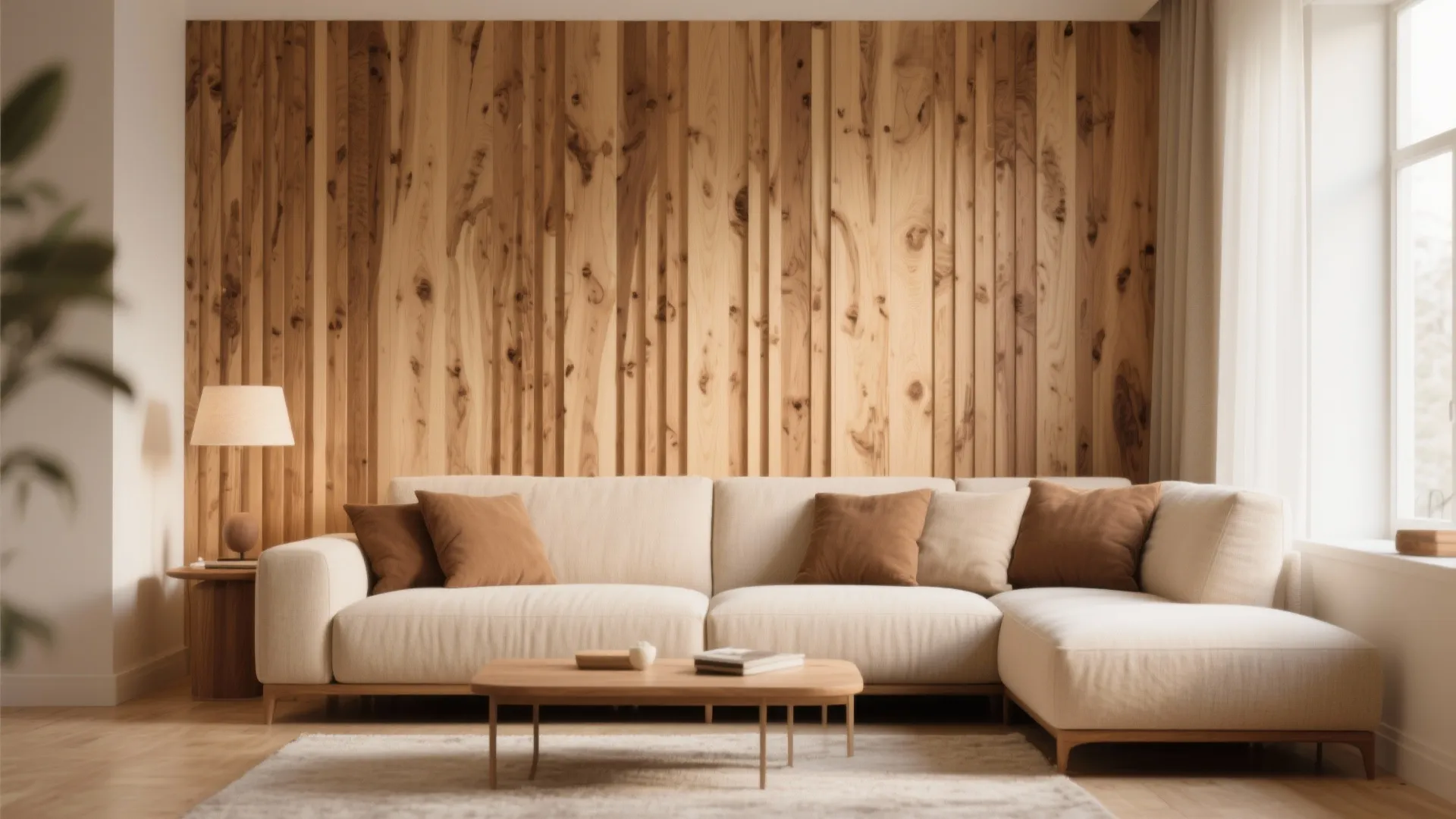 2. Warm Wood Accent Slats