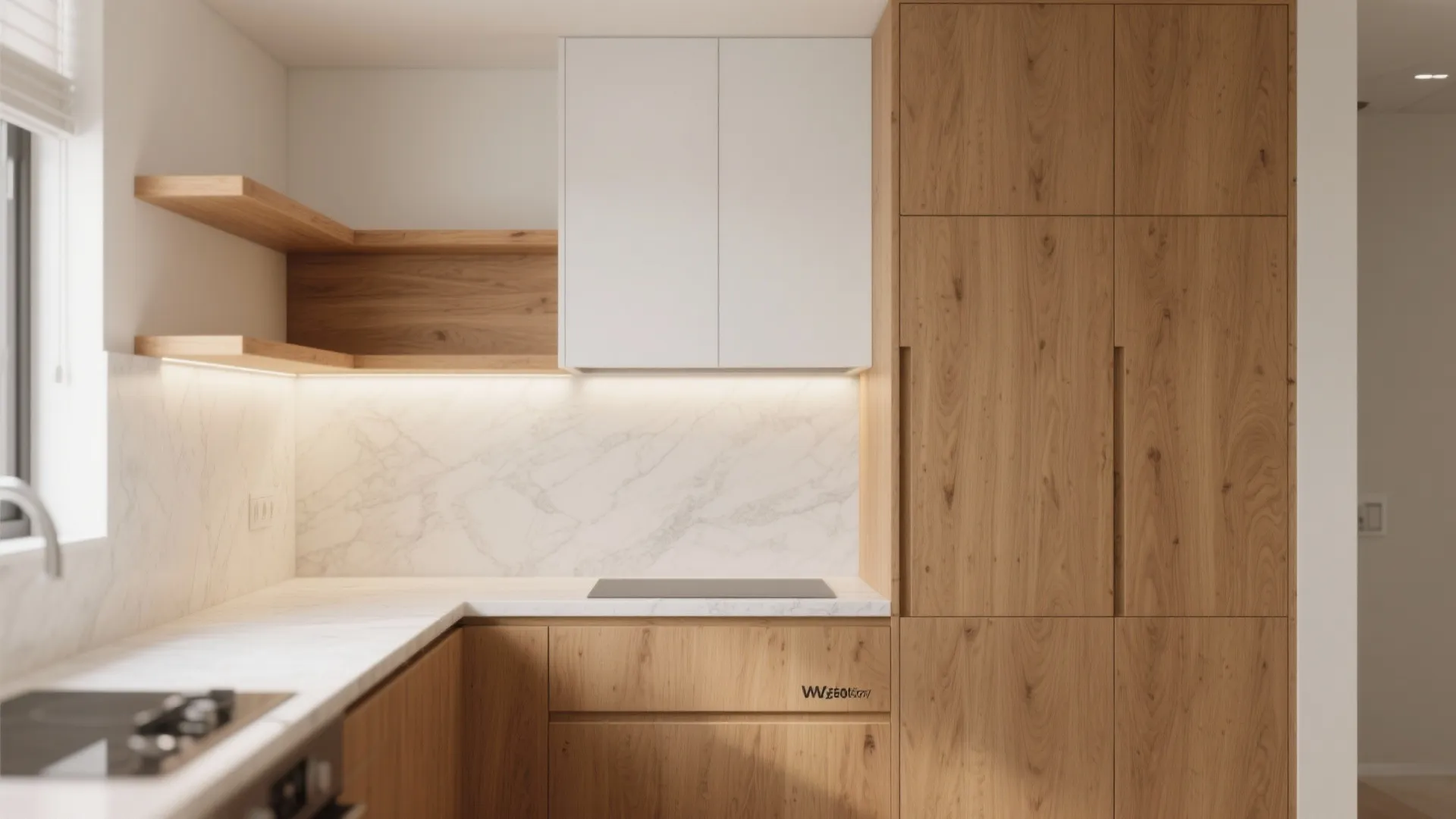 Warm wood elements for a calm, human feel