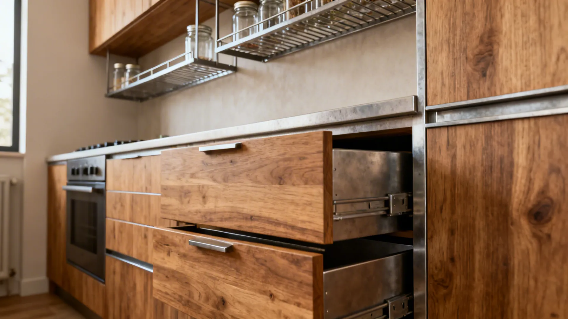 Warm Wood Accents to Soften the Steel