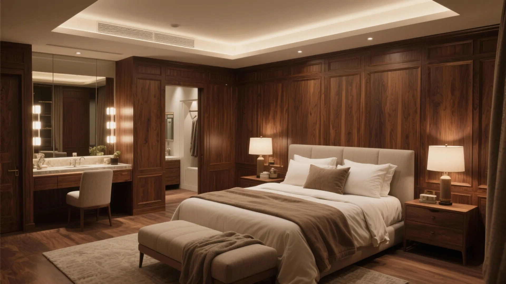 Warm Wood & Soft Lighting