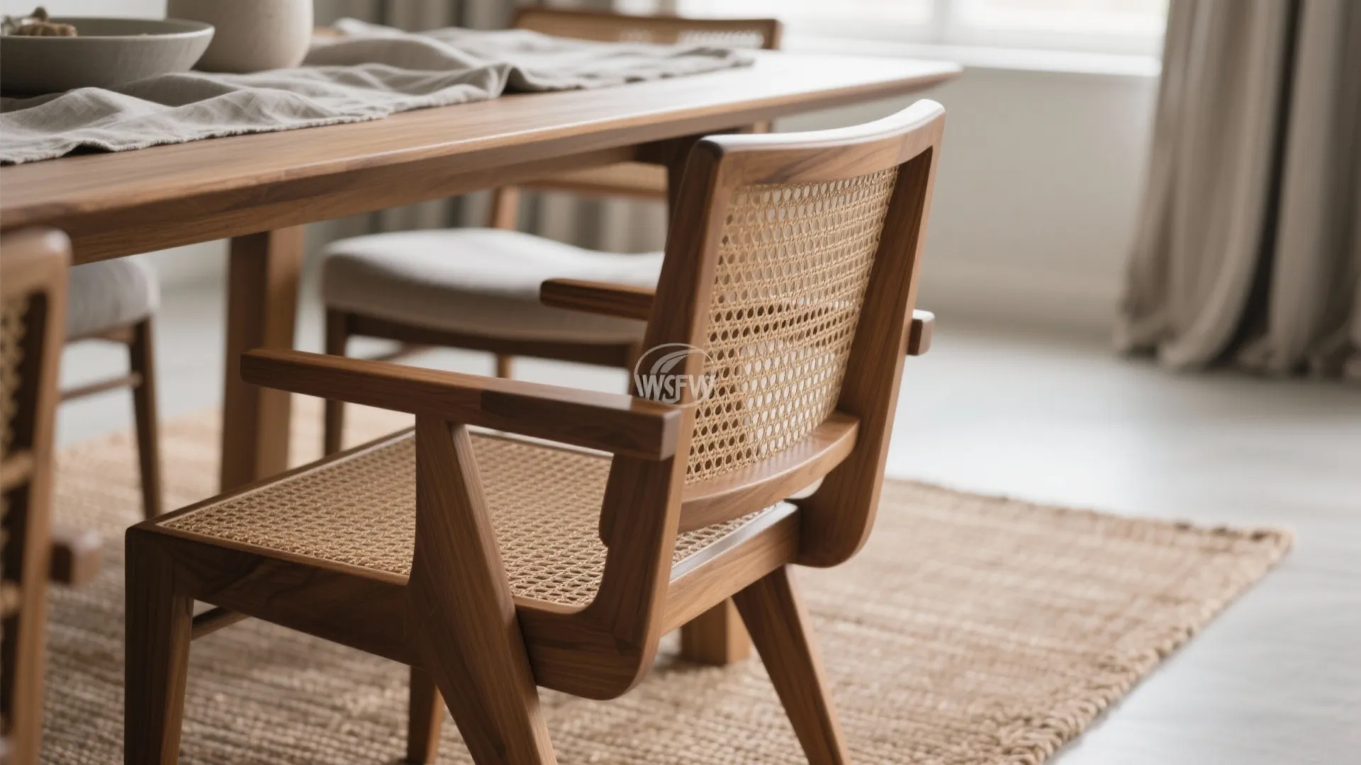 Warm wood and textiles to soften the open plan