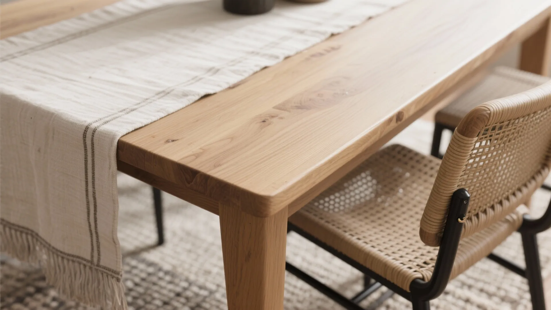 Warm wood + natural texture for instant coziness