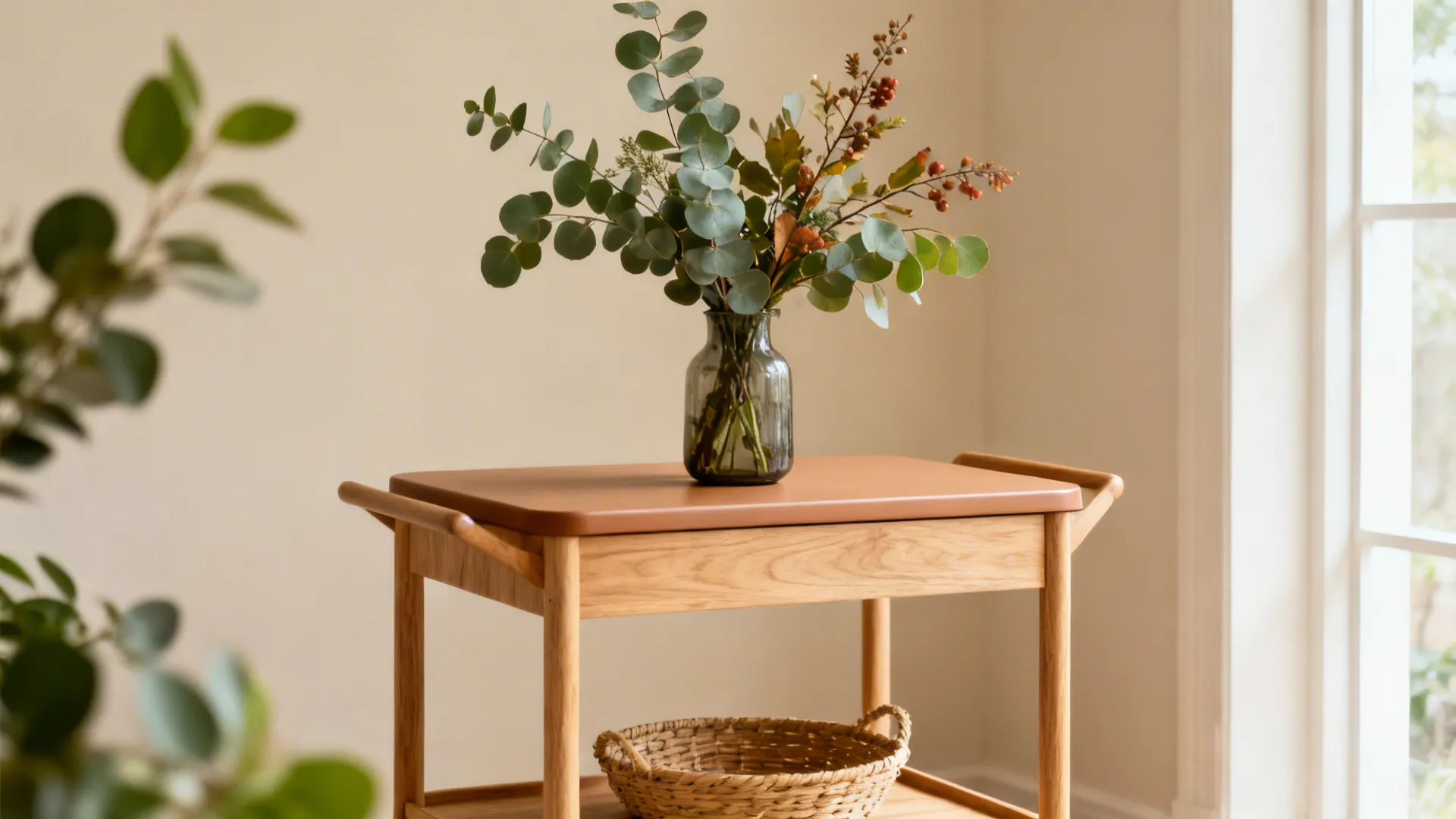 Warm wood and botanical textures