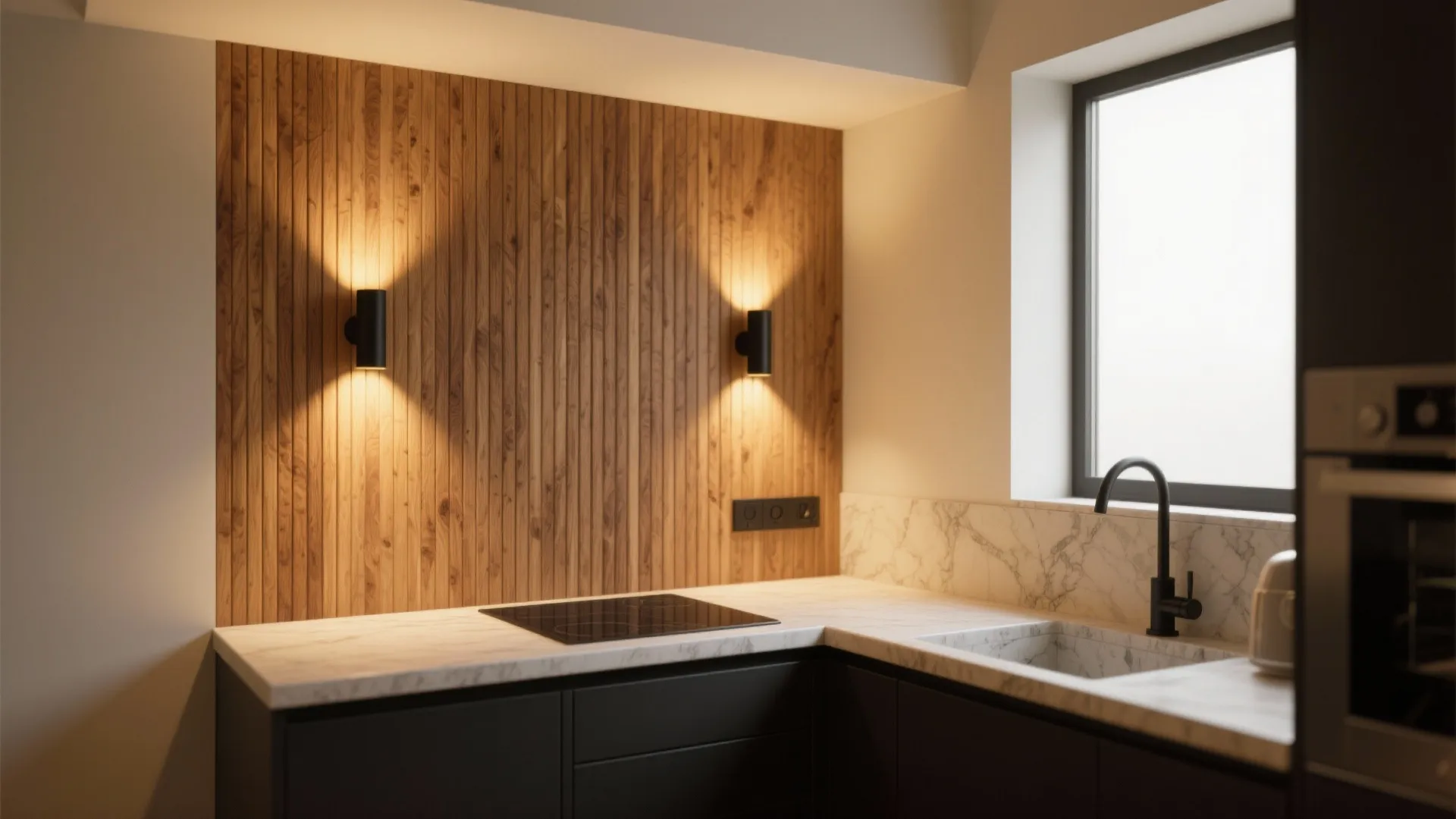 Warm Wood + Up Down Light for Cozy Modern